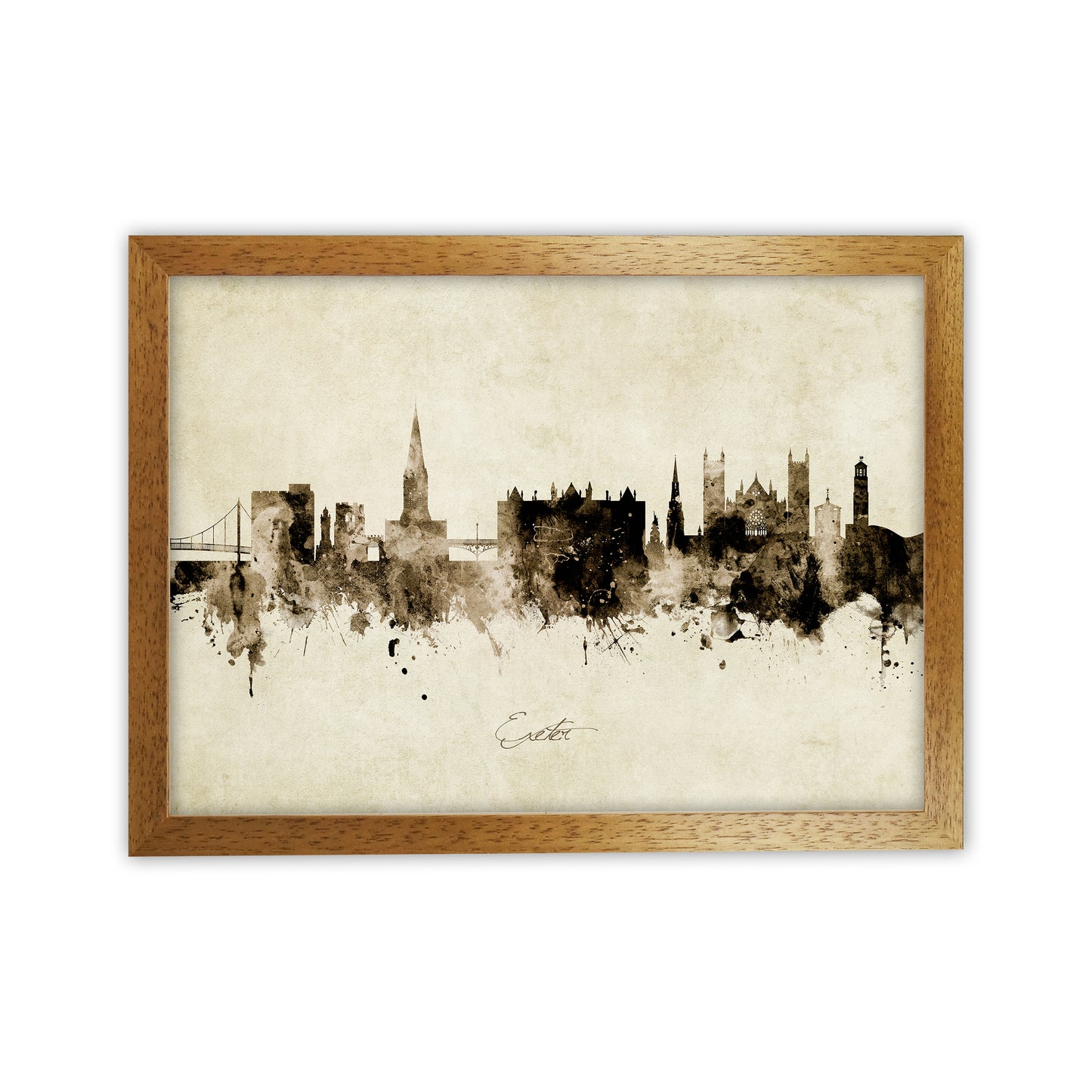 Exeter England Skyline Vintage Art Print by Michael Tompsett Oak Grain