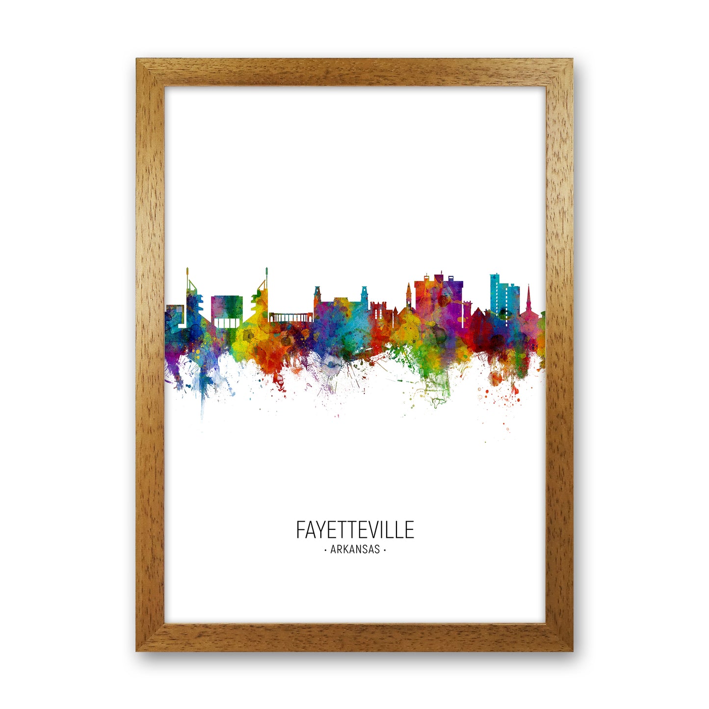 Fayetteville Arkansas Skyline Portrait Art Print by Michael Tompsett Oak Grain