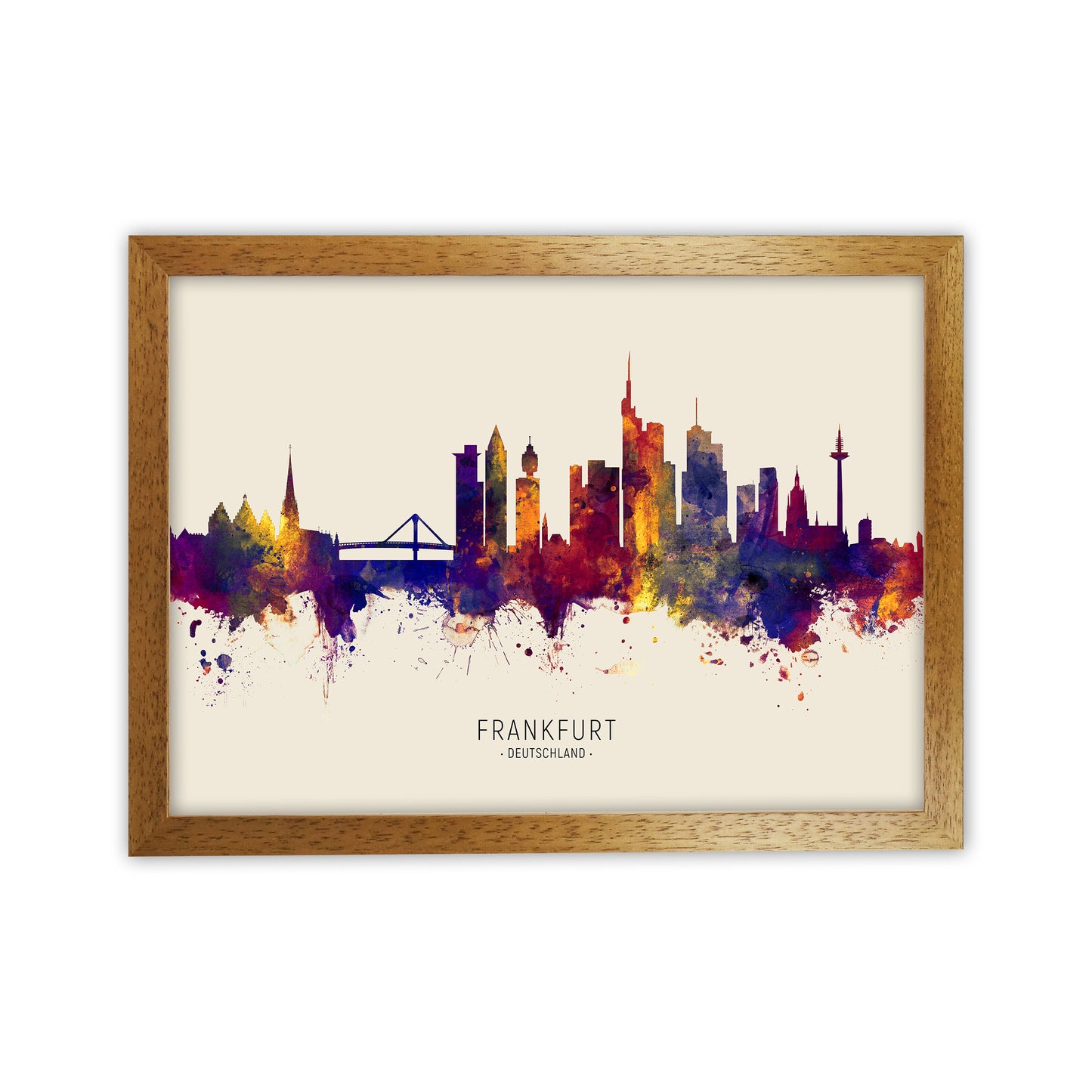 Frankfurt Deutschland Skyline Autumn City Name Art Print by Michael Tompsett Oak Grain