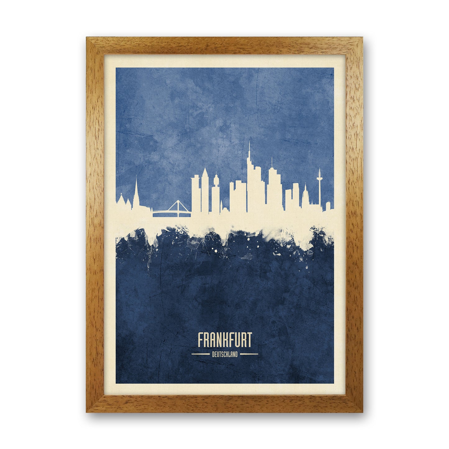 Frankfurt Germany Skyline Portrait Navy Art Print by Michael Tompsett Oak Grain