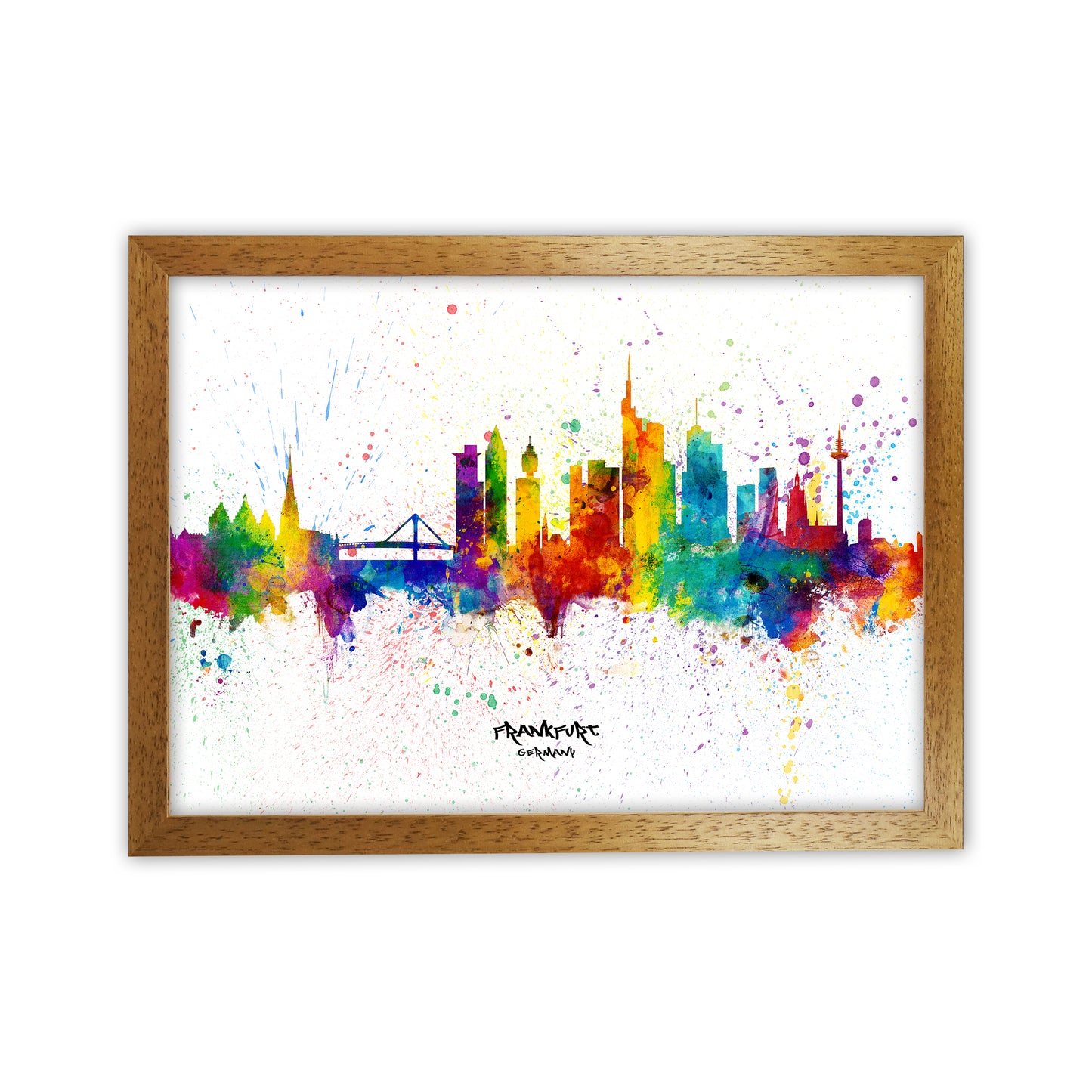 Frankfurt Germany Skyline Splash Art Print by Michael Tompsett Oak Grain