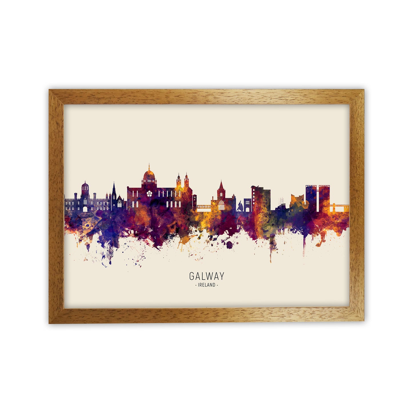 Galway Ireland Skyline Autumn City Name Art Print by Michael Tompsett Oak Grain