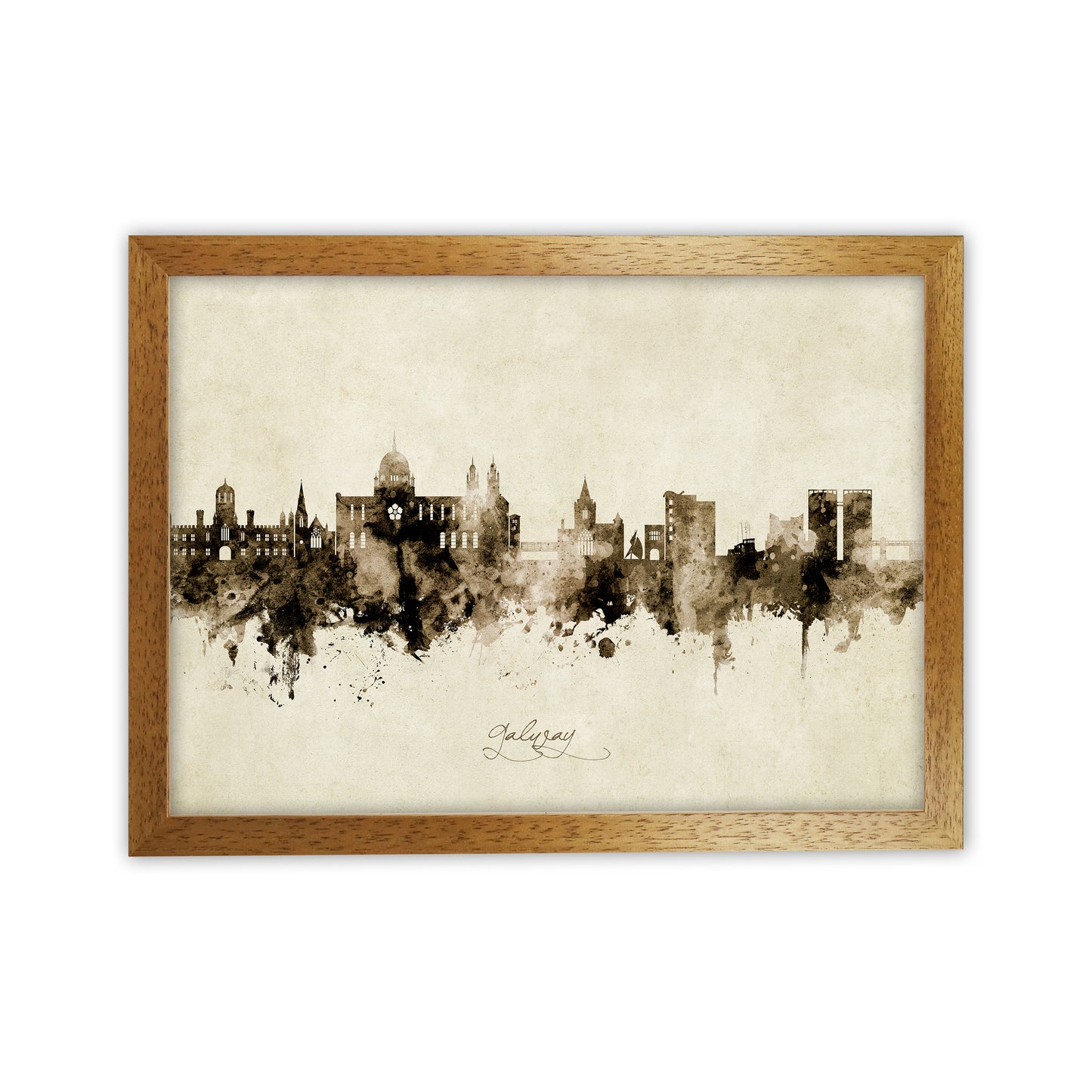 Galway Ireland Skyline Vintage Art Print by Michael Tompsett Oak Grain