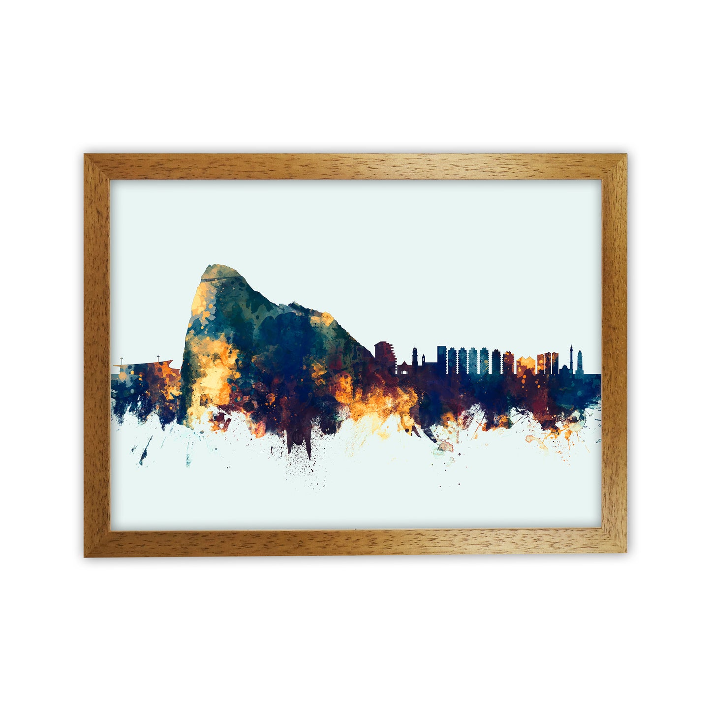 Gibraltar Skyline Blue Orange Art Print by Michael Tompsett Oak Grain