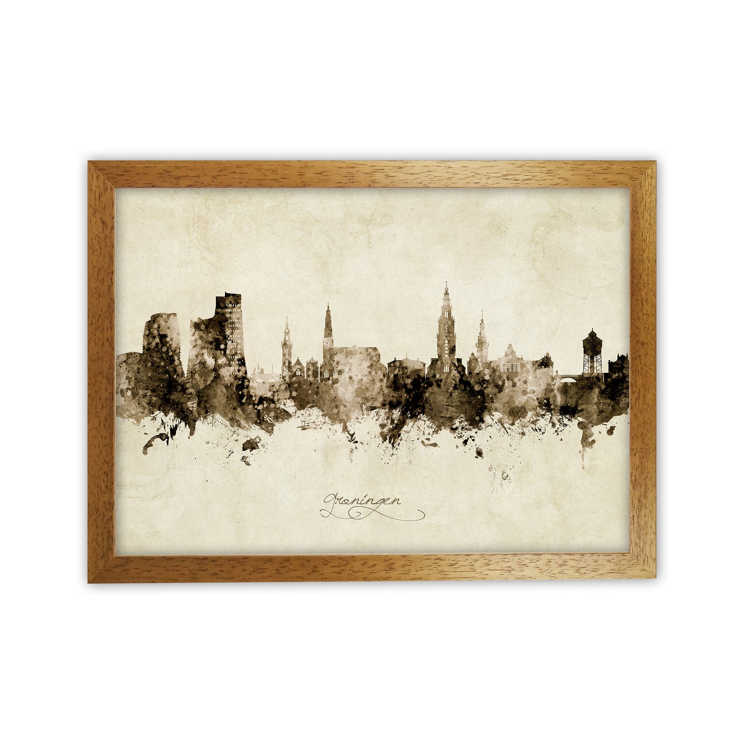 Groningen Netherlands Skyline Vintage Art Print by Michael Tompsett Oak Grain