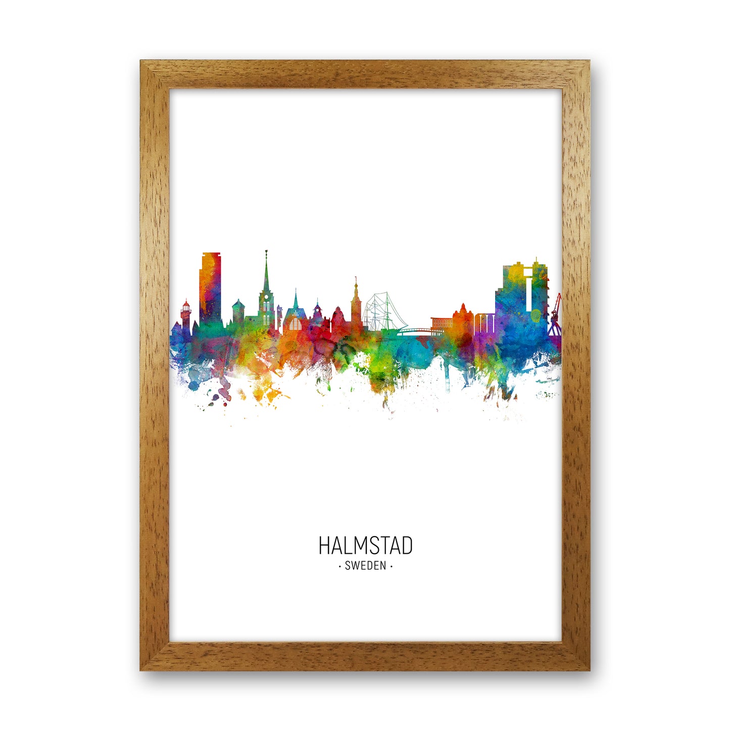 Halmstad Sweden Skyline Portrait Art Print by Michael Tompsett Oak Grain