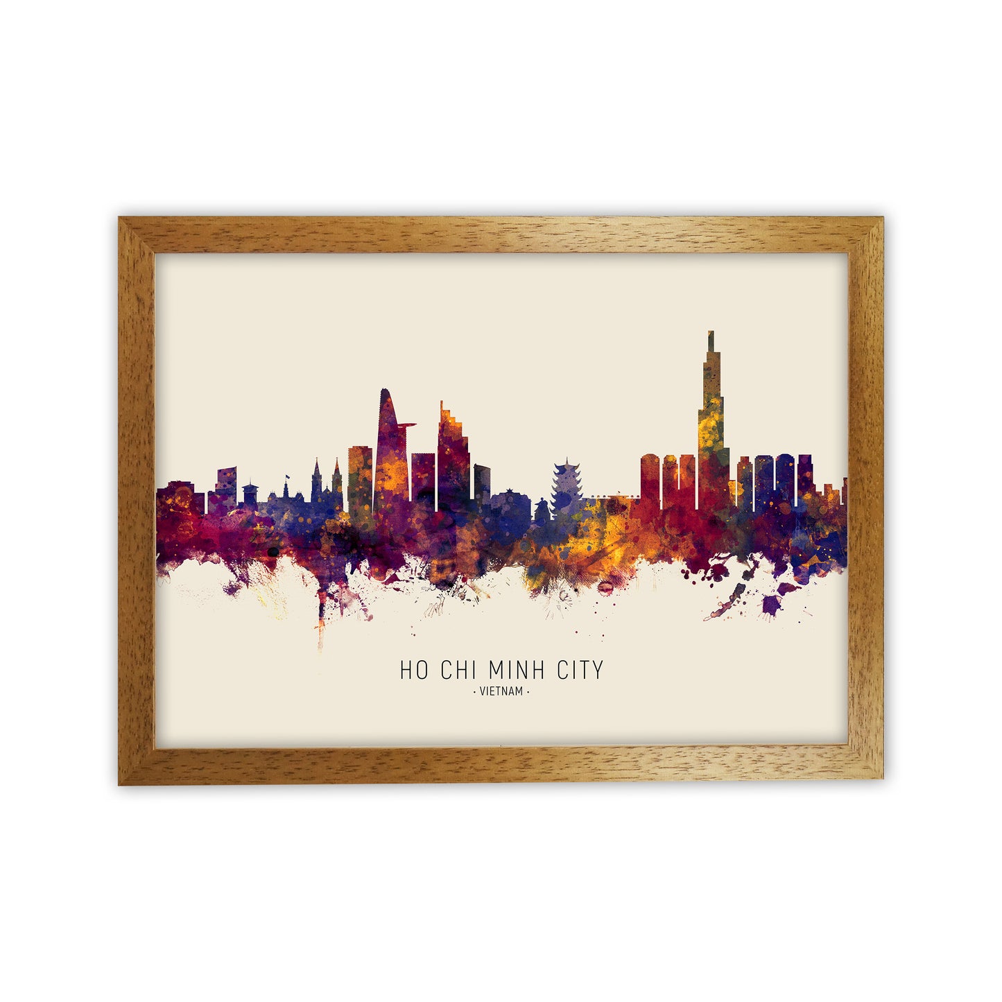 Ho Chi Minh City Vietnam Skyline Autumn City Name Art Print by Michael Tompsett Oak Grain