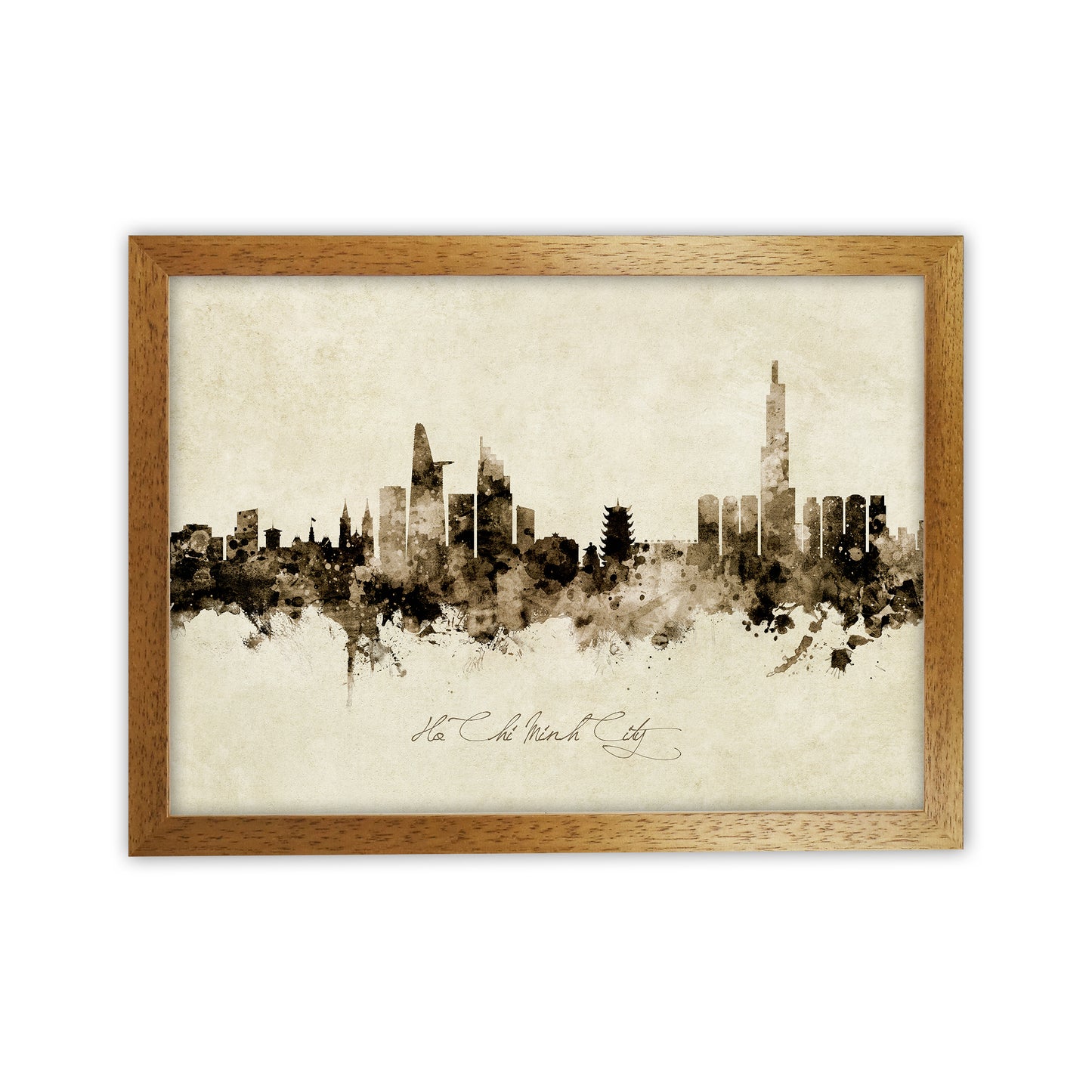 Ho Chi Minh City Vietnam Skyline Vintage Art Print by Michael Tompsett Oak Grain