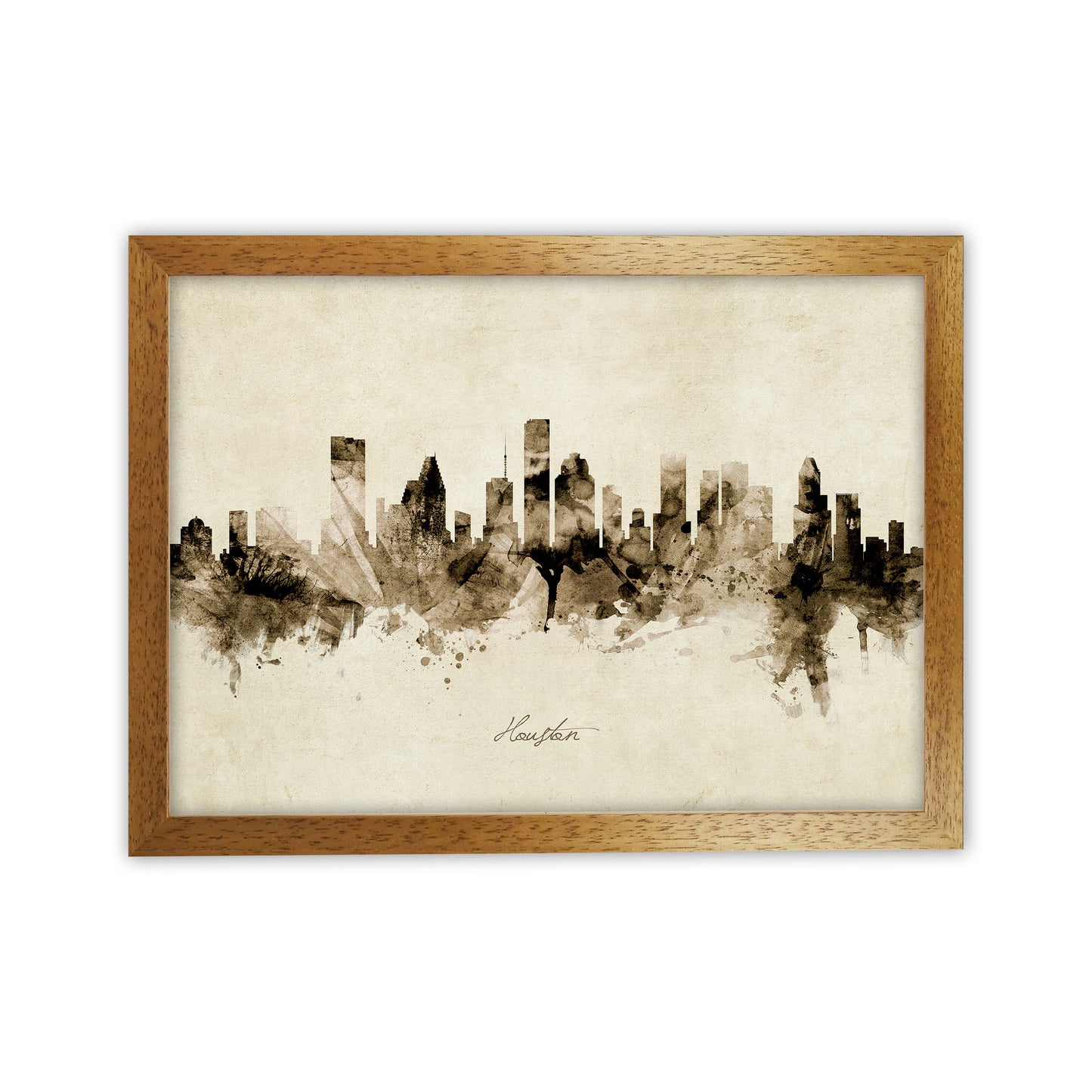 Houston Texas Skyline Vintage Art Print by Michael Tompsett Oak Grain