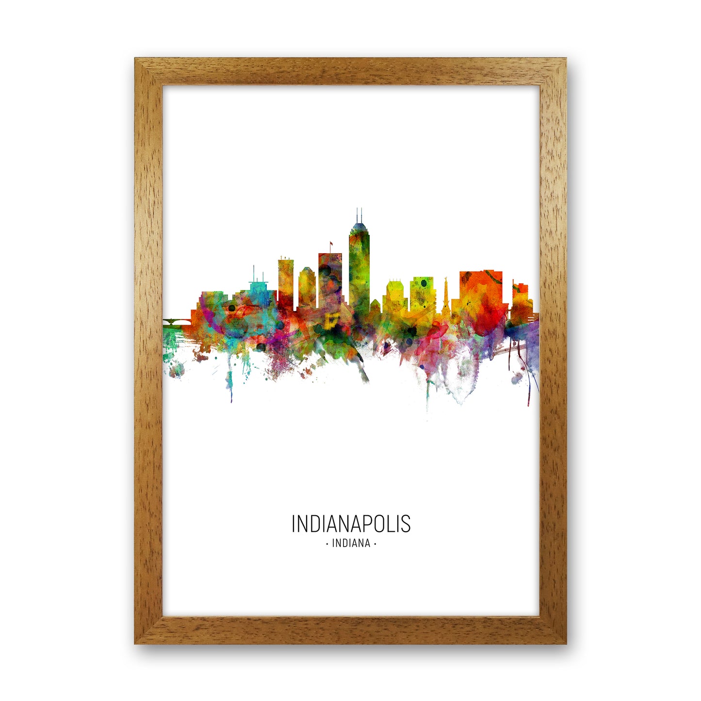 Indianapolis Indiana Skyline Portrait Art Print by Michael Tompsett Oak Grain