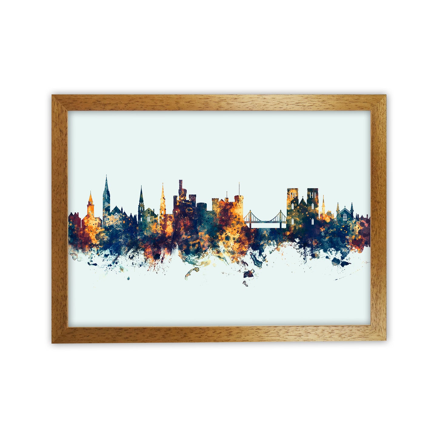 Inverness Scotland Skyline Blue Orange Art Print by Michael Tompsett Oak Grain