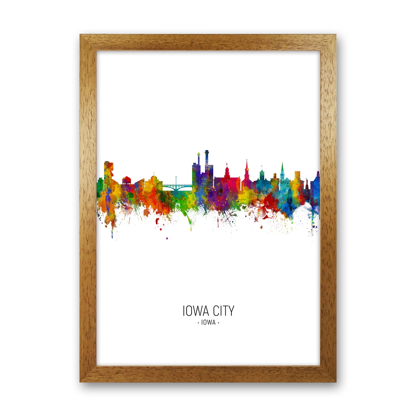 Iowa City Iowa Skyline Portrait Art Print by Michael Tompsett Oak Grain