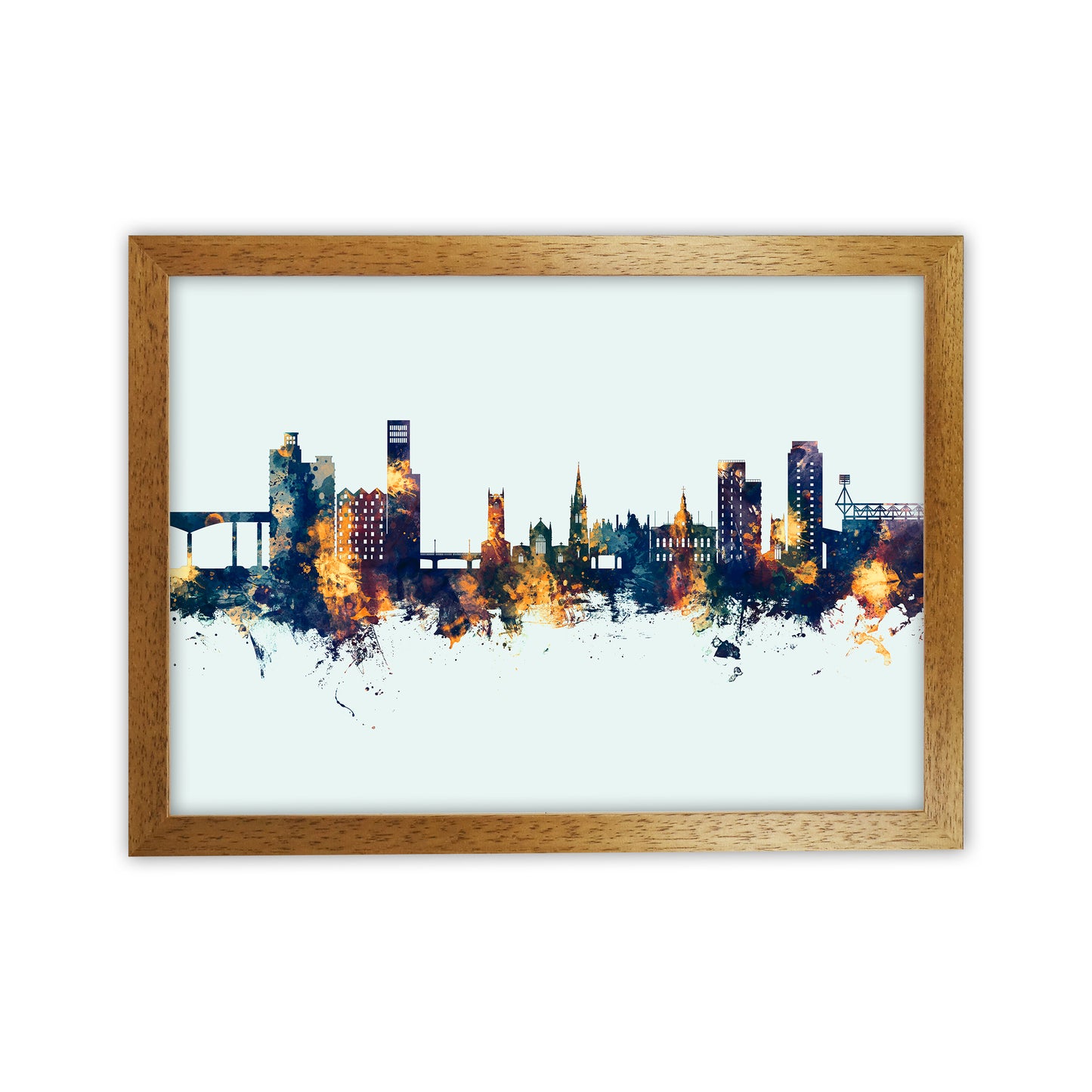 Ipswich England Skyline Blue Orange Art Print by Michael Tompsett Oak Grain