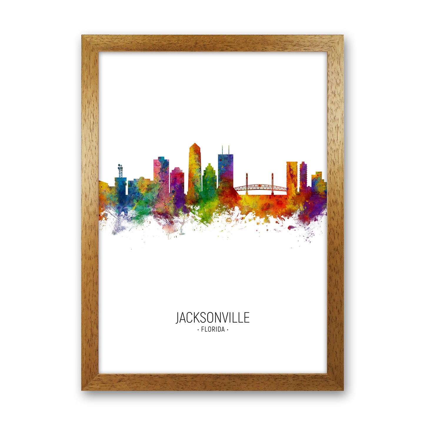 Jacksonville Florida Skyline Portrait Art Print by Michael Tompsett Oak Grain