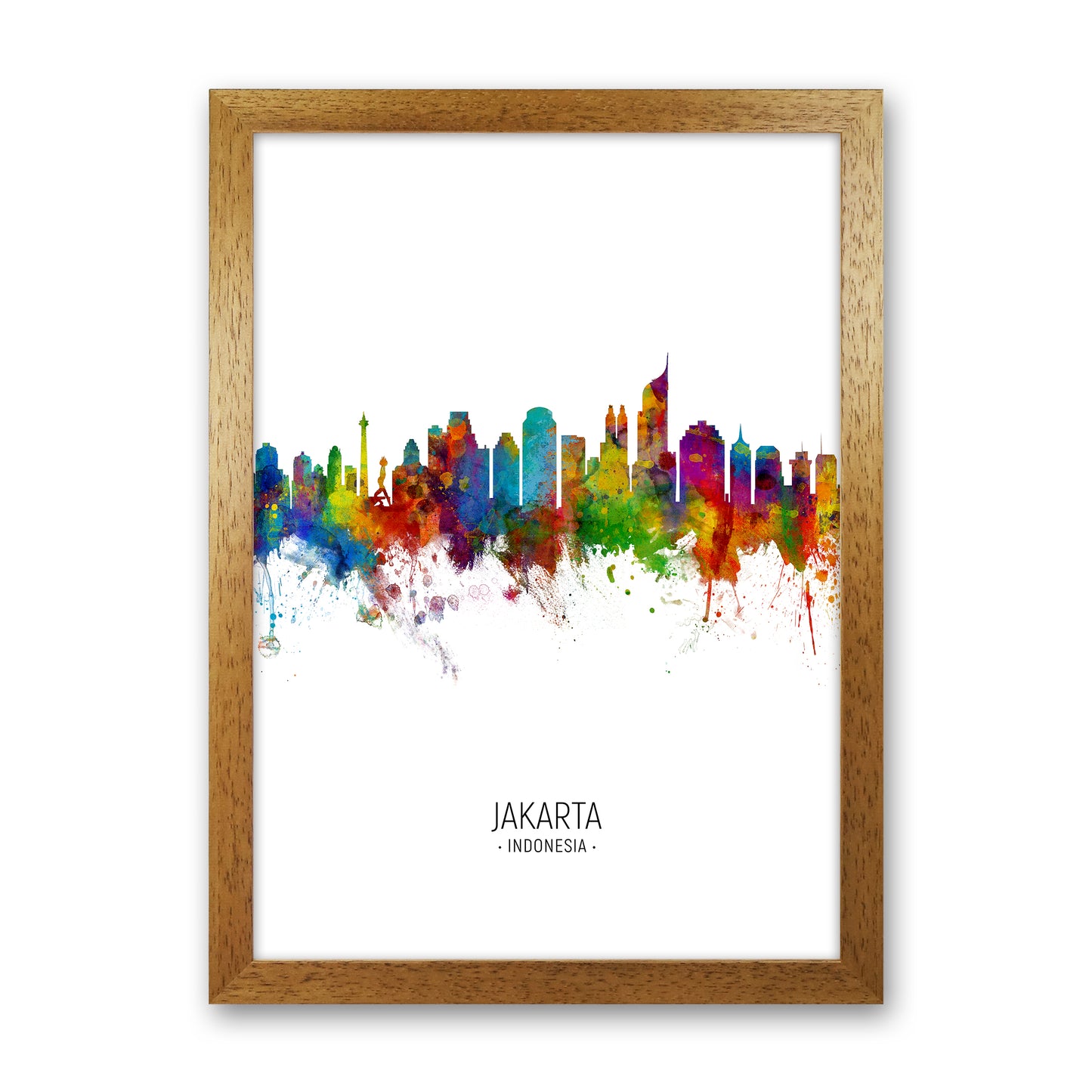 Jakarta Indonesia Skyline Portrait Art Print by Michael Tompsett Oak Grain