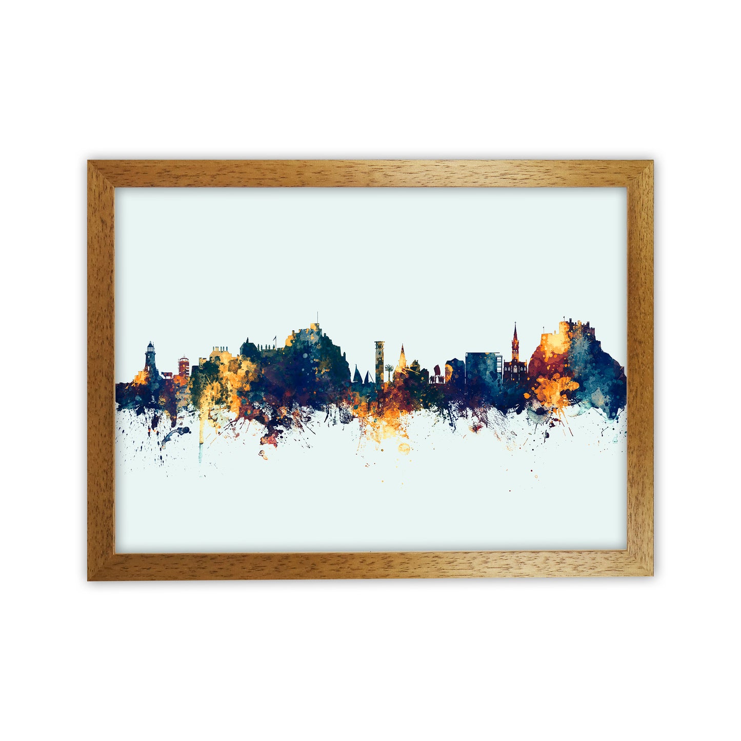 Jersey Channel Islands Skyline Blue Orange Art Print by Michael Tompsett Oak Grain