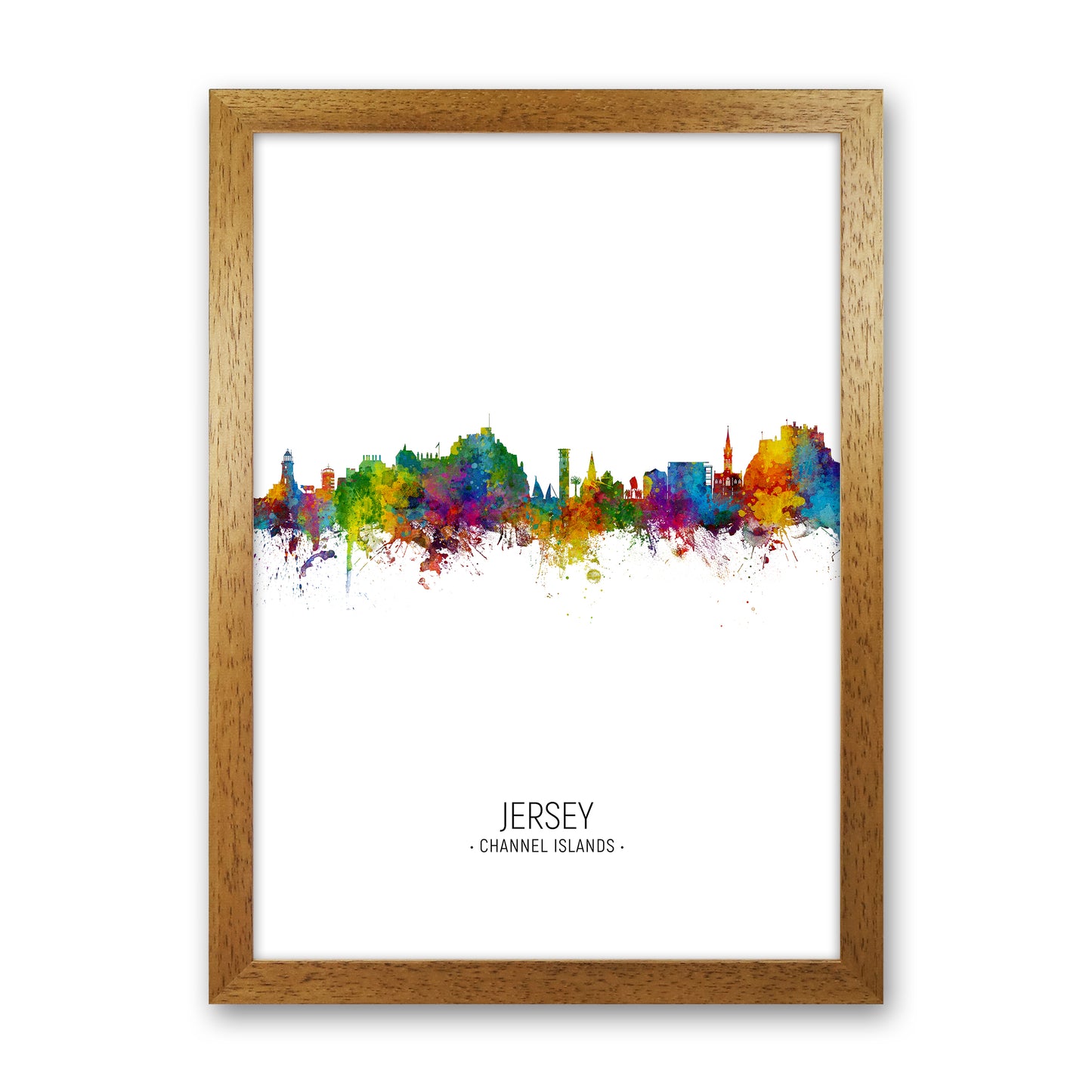 Jersey Channel Islands Skyline Portrait Art Print by Michael Tompsett Oak Grain