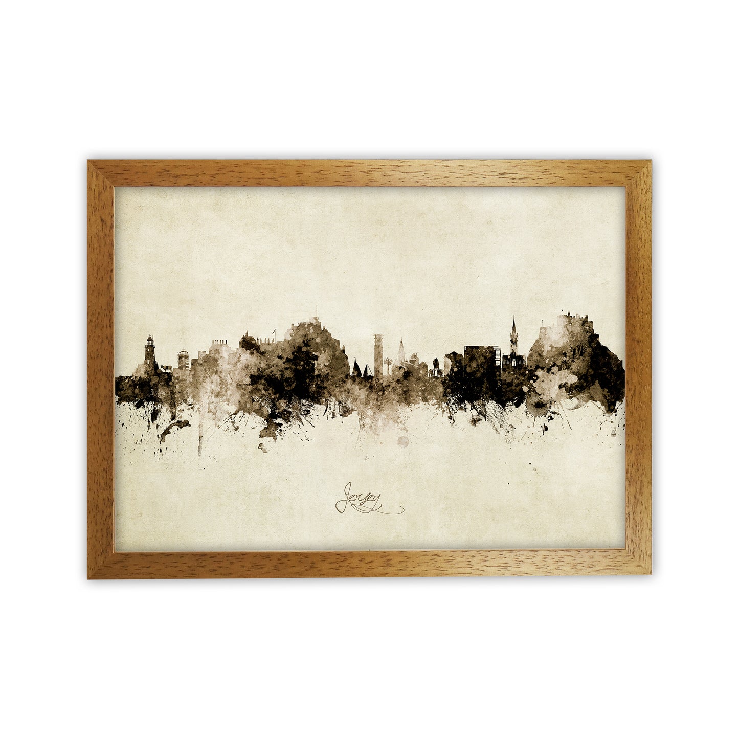 Jersey Channel Islands Skyline Vintage Art Print by Michael Tompsett Oak Grain