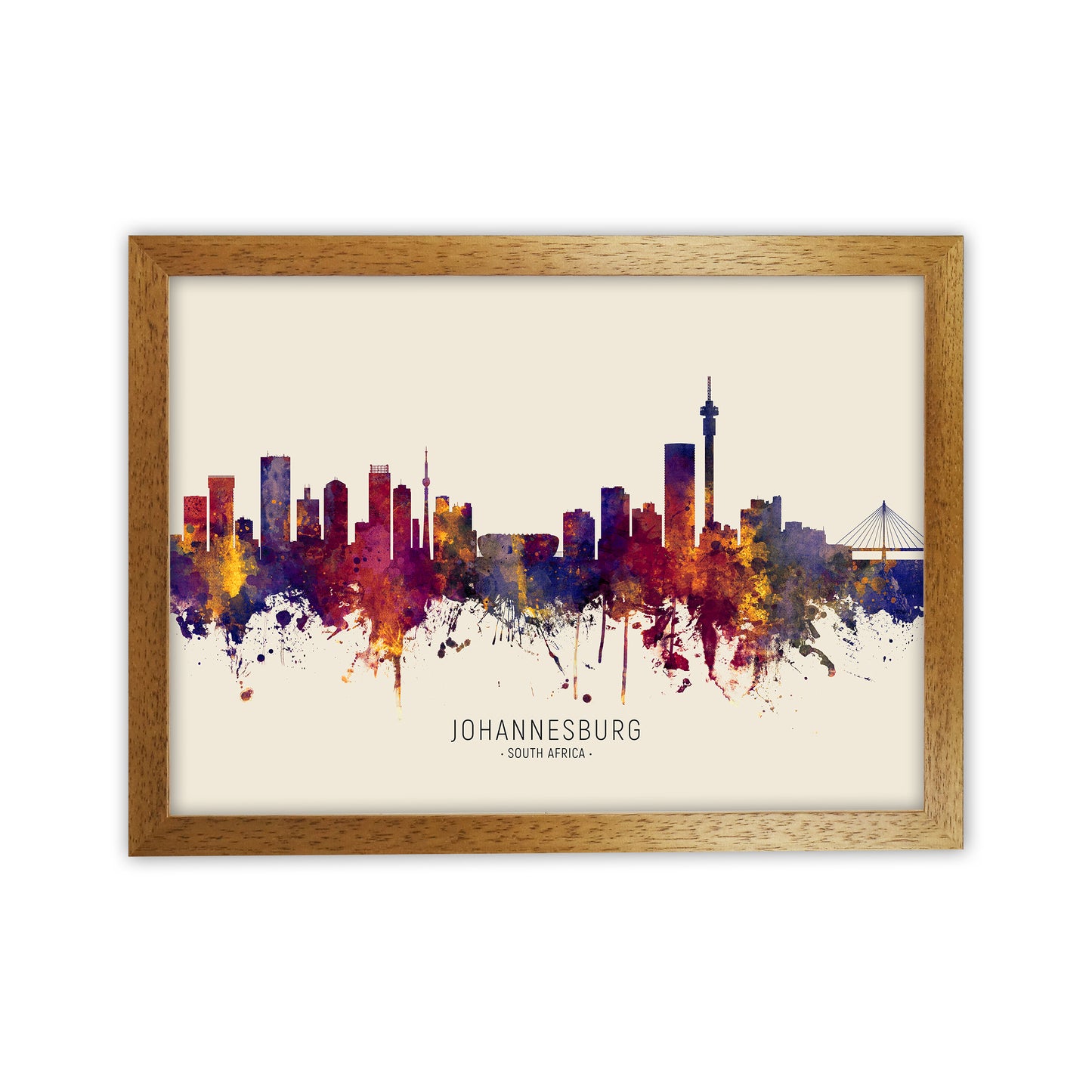 Johannesburg South Africa Skyline Autumn City Name Art Print by Michael Tompsett Oak Grain