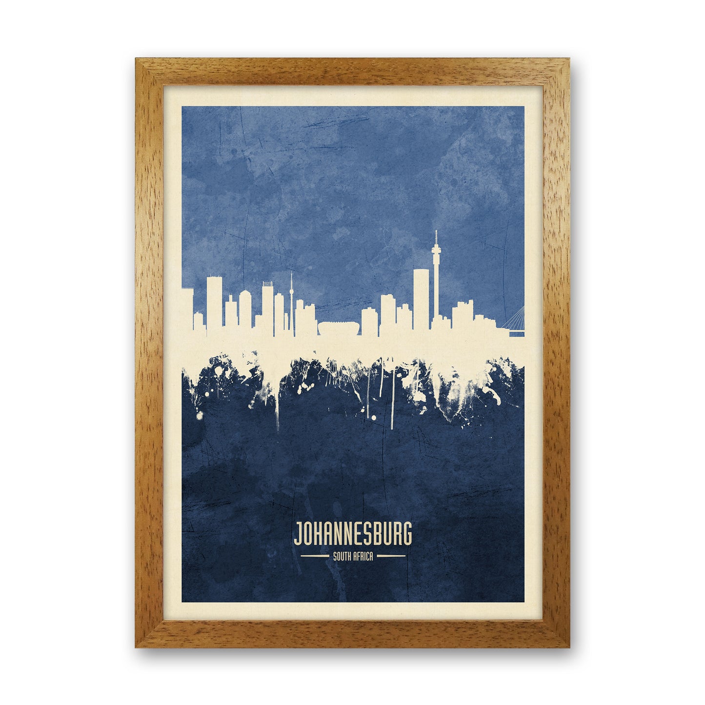Johannesburg South Africa Skyline Portrait Navy Art Print by Michael Tompsett Oak Grain