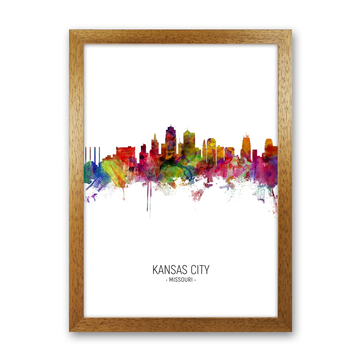 Kansas City Missouri Skyline Portrait Art Print by Michael Tompsett Oak Grain