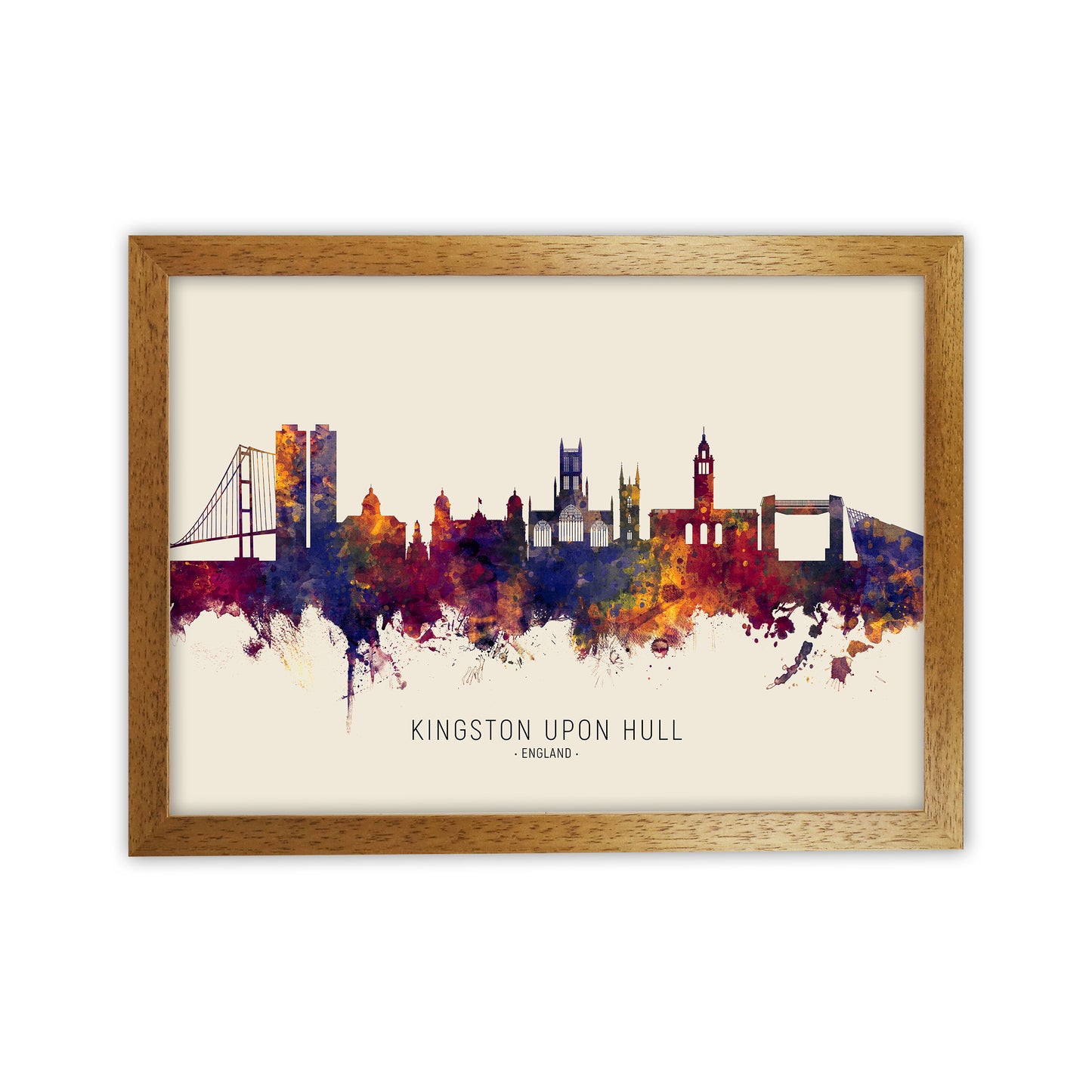 Kingston Upon Hull England Skyline Autumn City Name Art Print by Michael Tompsett Oak Grain