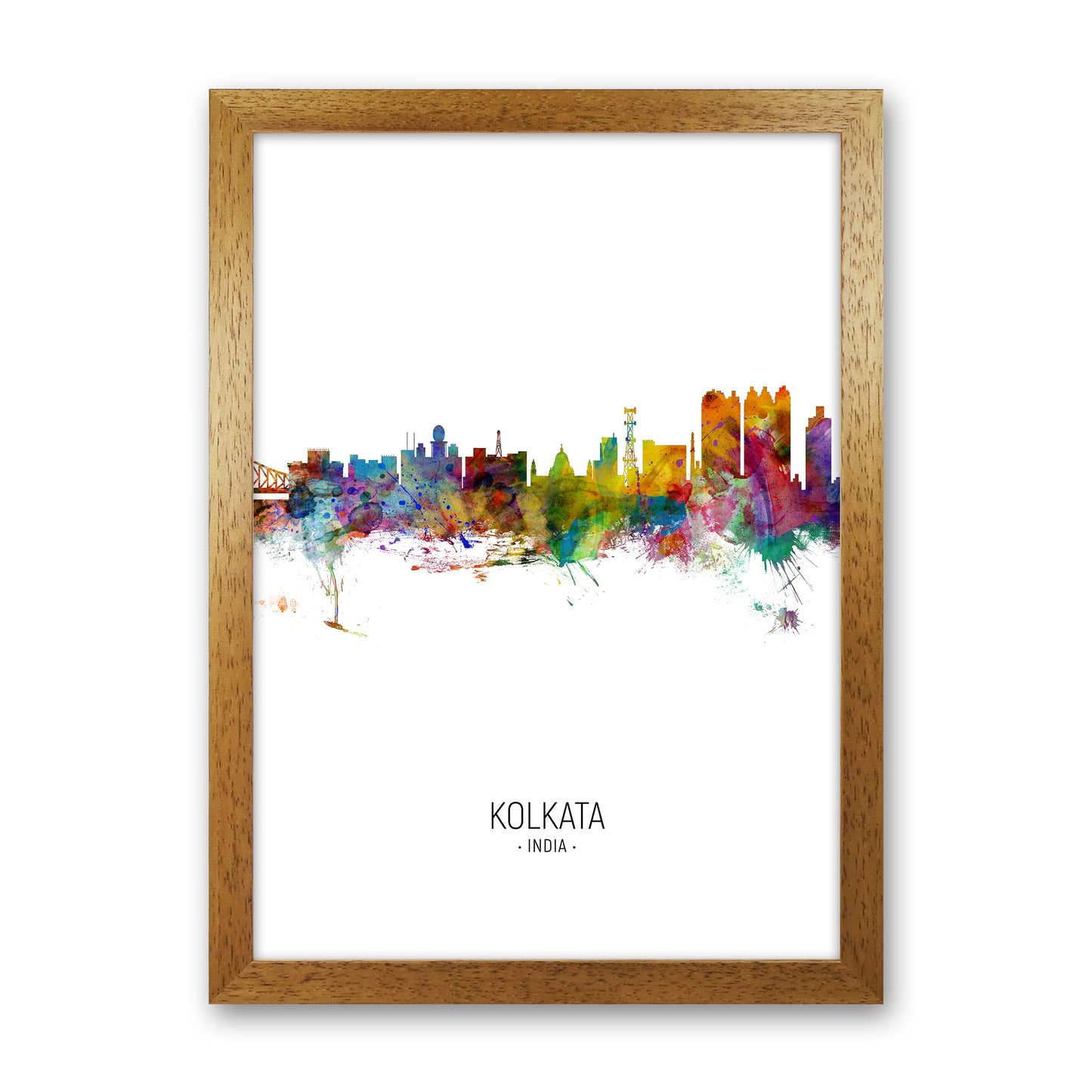 Kolkata India Skyline Portrait Art Print by Michael Tompsett Oak Grain