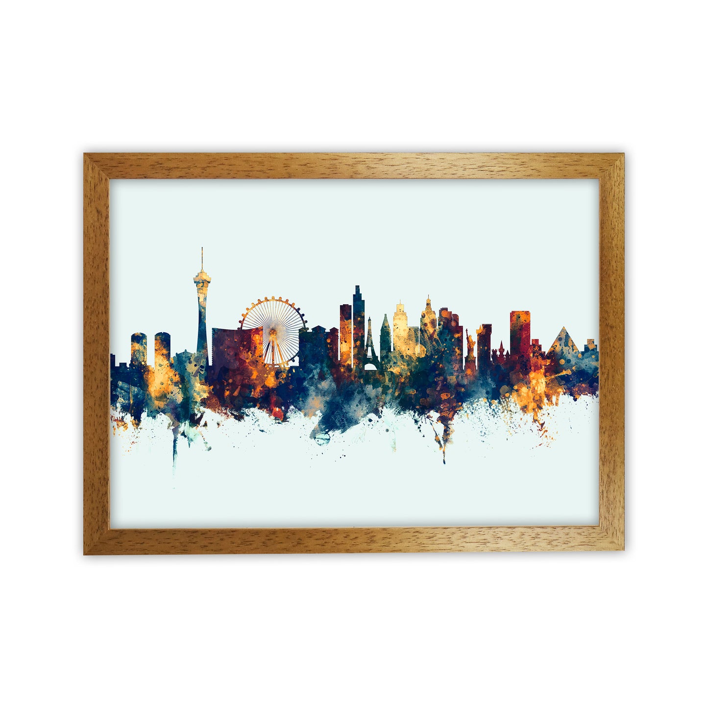 Las Vegas Nevada Skyline Blue Orange Art Print by Michael Tompsett Oak Grain