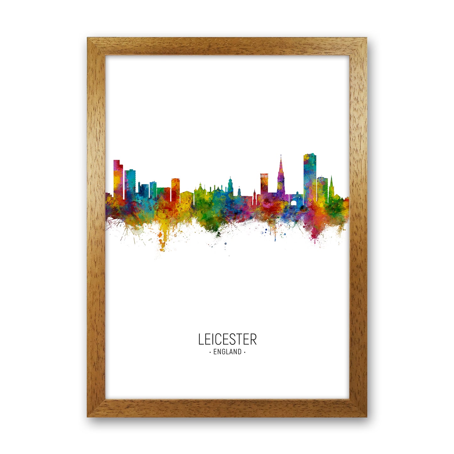 Leicester England Skyline Portrait Art Print by Michael Tompsett Oak Grain
