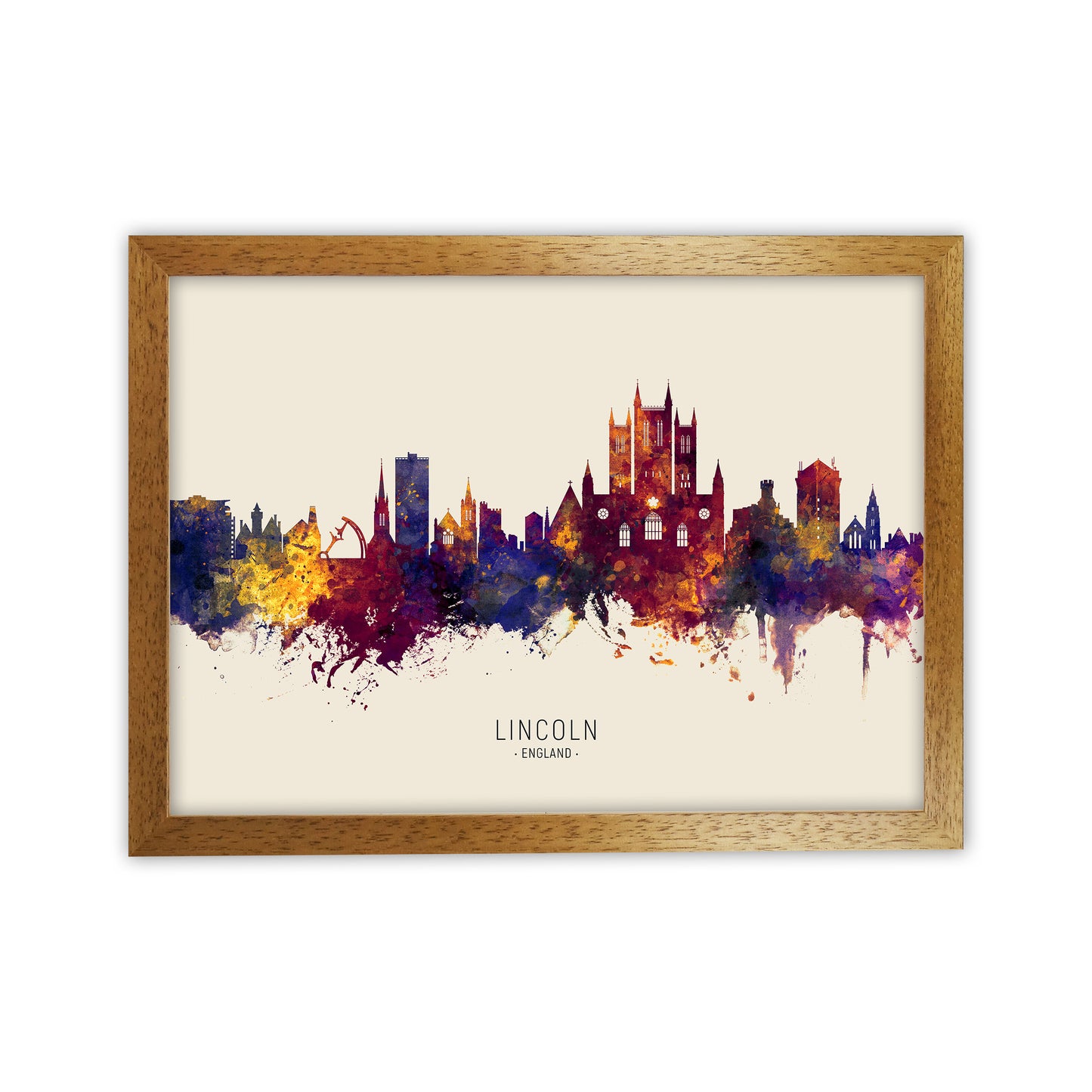 Lincoln England Skyline Autumn City Name Art Print by Michael Tompsett Oak Grain