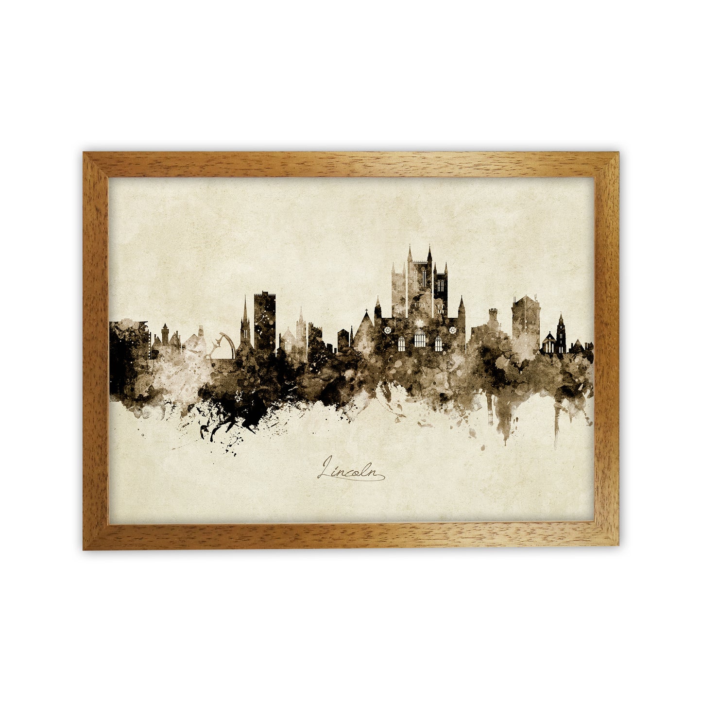 Lincoln England Skyline Vintage Art Print by Michael Tompsett Oak Grain