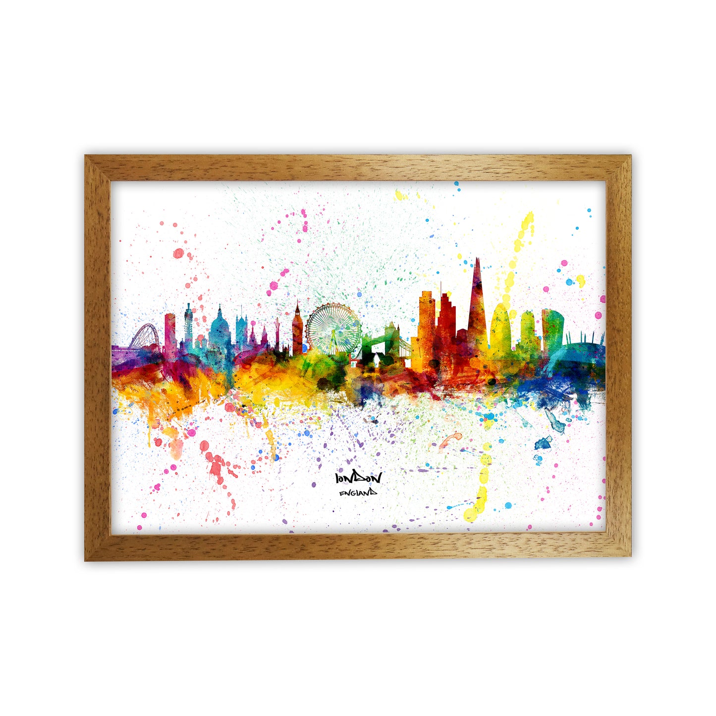 London England Skyline Splash Art Print by Michael Tompsett Oak Grain