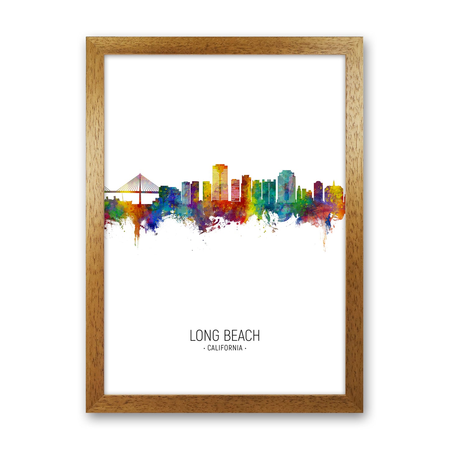 Long Beach California Skyline Portrait Art Print by Michael Tompsett Oak Grain