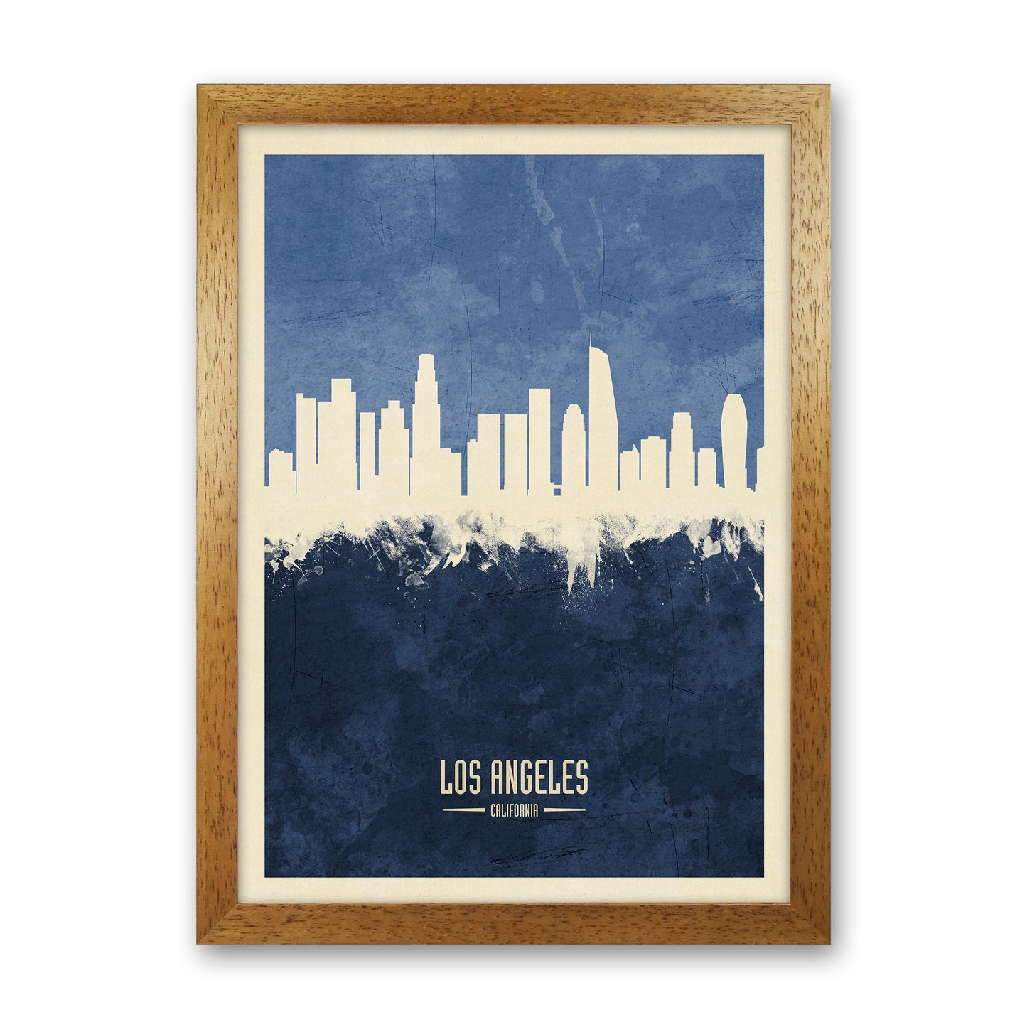Los Angeles California Skyline Portrait Navy Art Print by Michael Tompsett Oak Grain