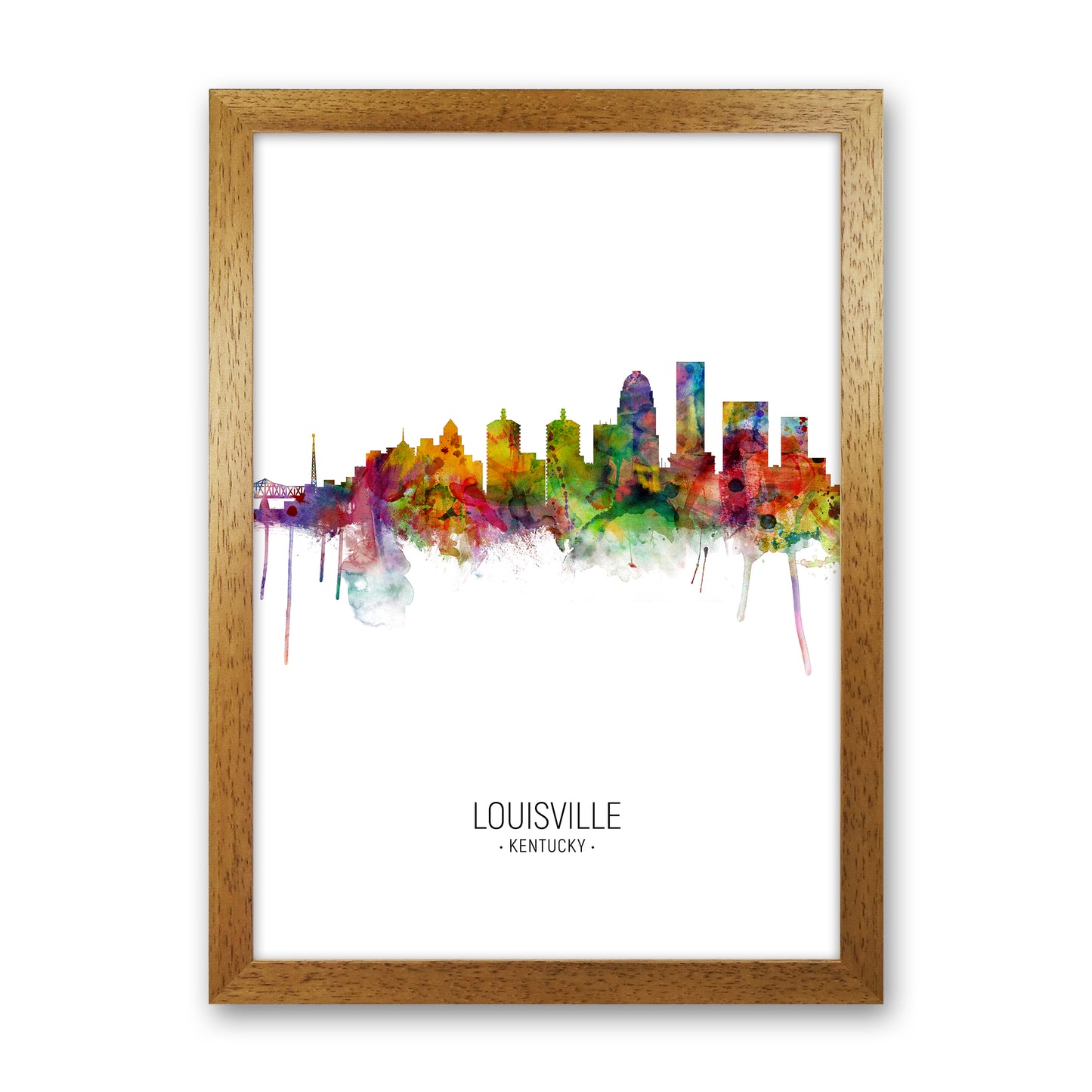 Louisville Kentucky Skyline Portrait Art Print by Michael Tompsett Oak Grain