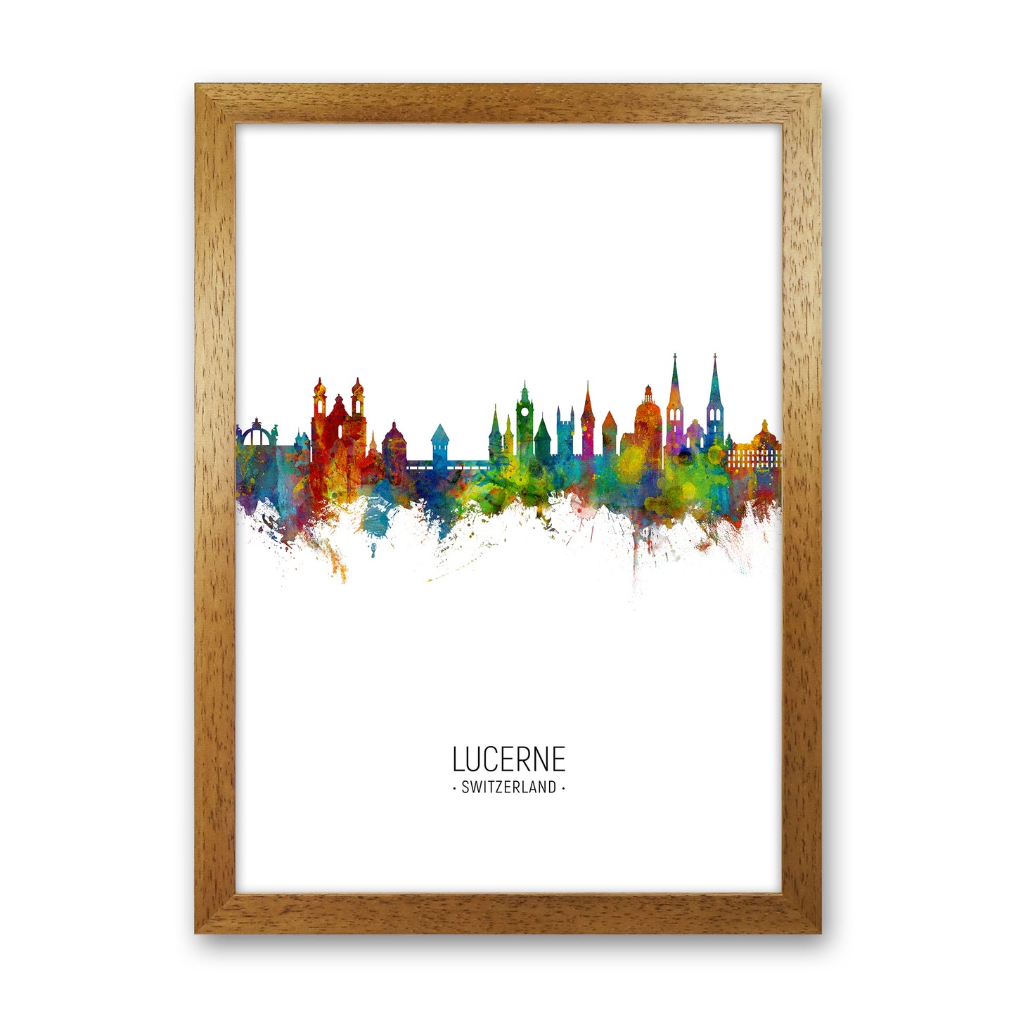 Lucerne Switzerland Skyline Portrait Art Print by Michael Tompsett Oak Grain