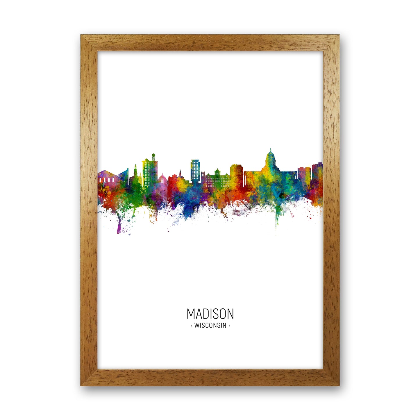Madison Wisconsin Skyline Portrait Art Print by Michael Tompsett Oak Grain