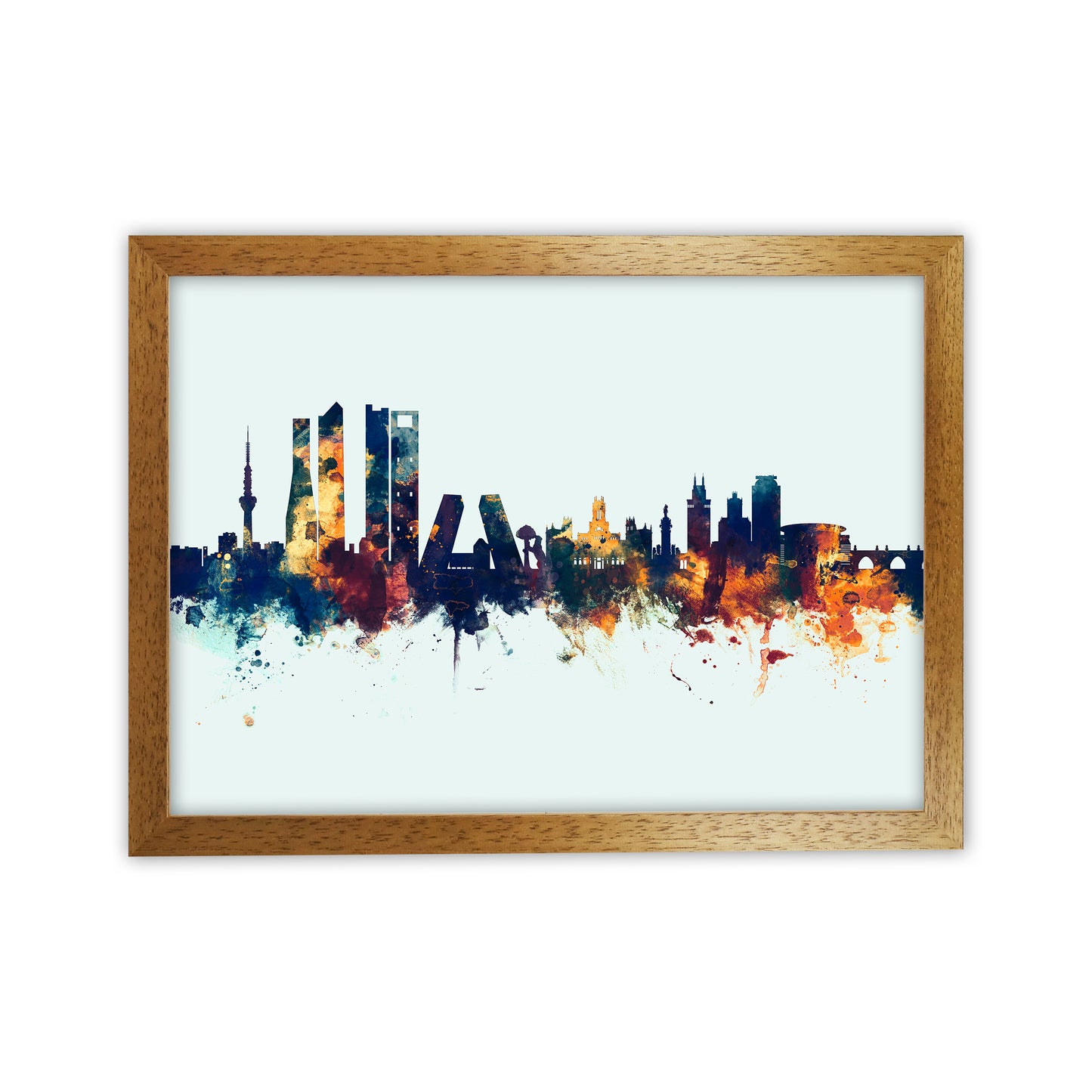 Madrid Spain Skyline Blue Orange Art Print by Michael Tompsett Oak Grain