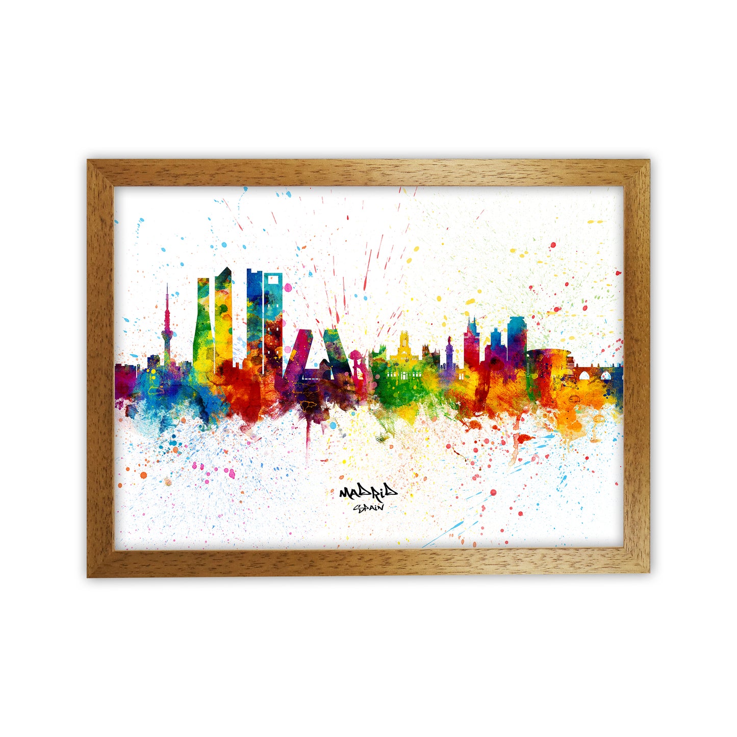 Madrid Spain Skyline Splash Art Print by Michael Tompsett Oak Grain