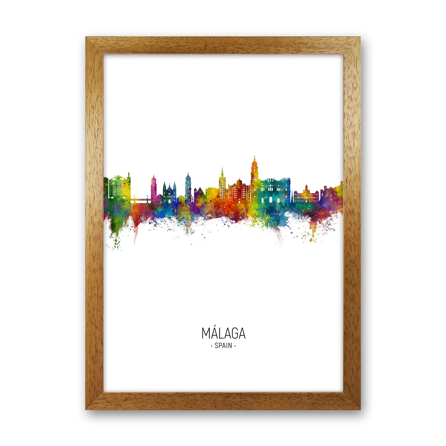 Malaga Spain Skyline Portrait Art Print by Michael Tompsett Oak Grain