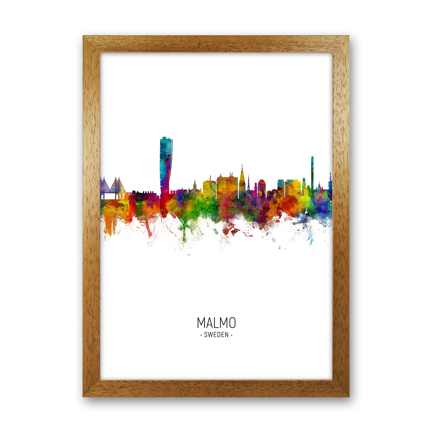 Malmo Sweden Skyline Portrait Art Print by Michael Tompsett Oak Grain