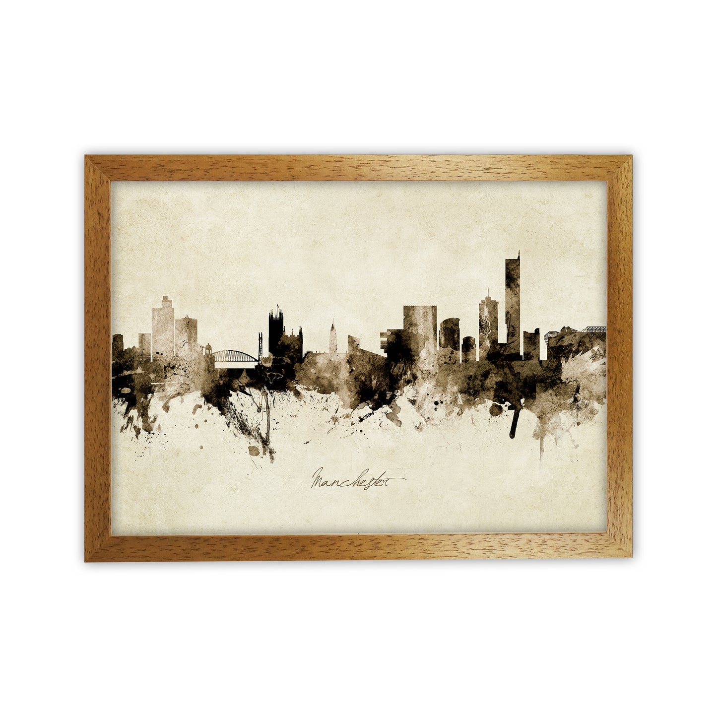 Manchester England Skyline Vintage Art Print by Michael Tompsett Oak Grain
