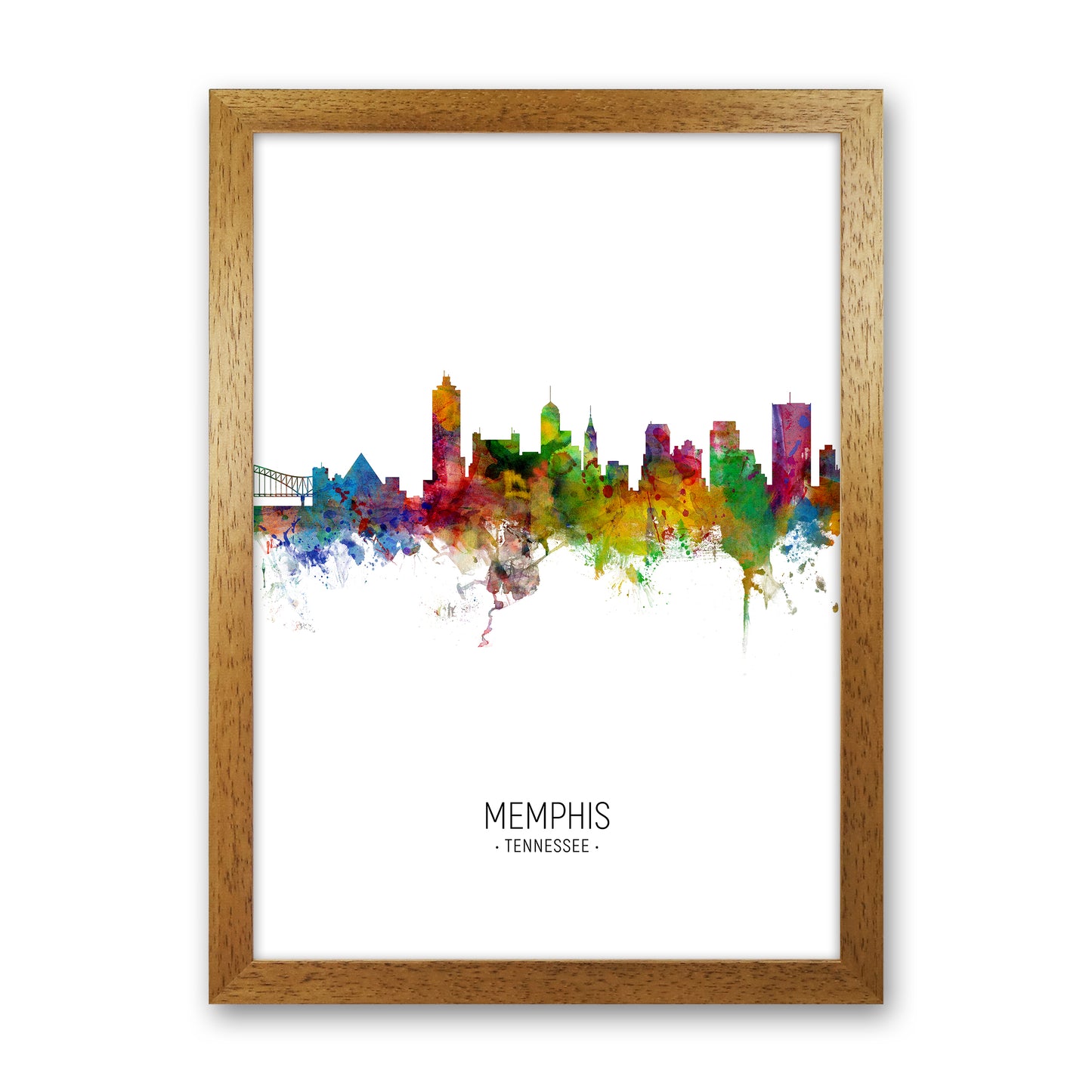 Memphis Tennessee Skyline Portrait Art Print by Michael Tompsett Oak Grain