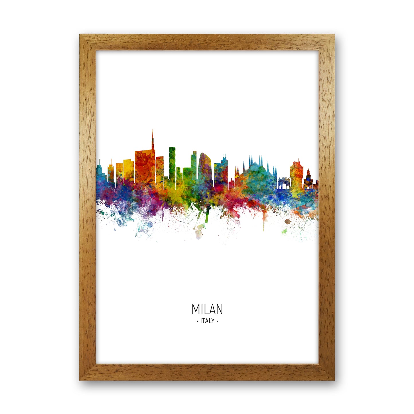 Milan Italy Skyline Portrait Art Print by Michael Tompsett Oak Grain