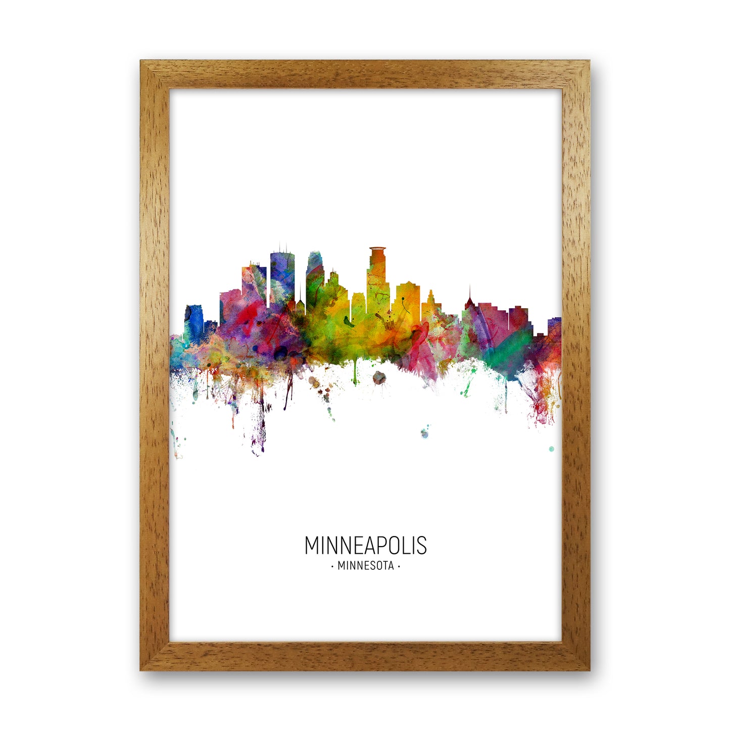 Minneapolis Minnesota Skyline Portrait Art Print by Michael Tompsett Oak Grain