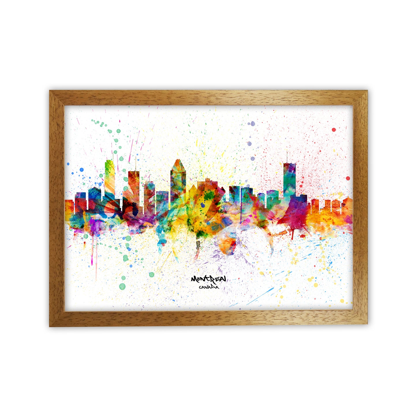 Montreal Canada Skyline Splash Art Print by Michael Tompsett Oak Grain