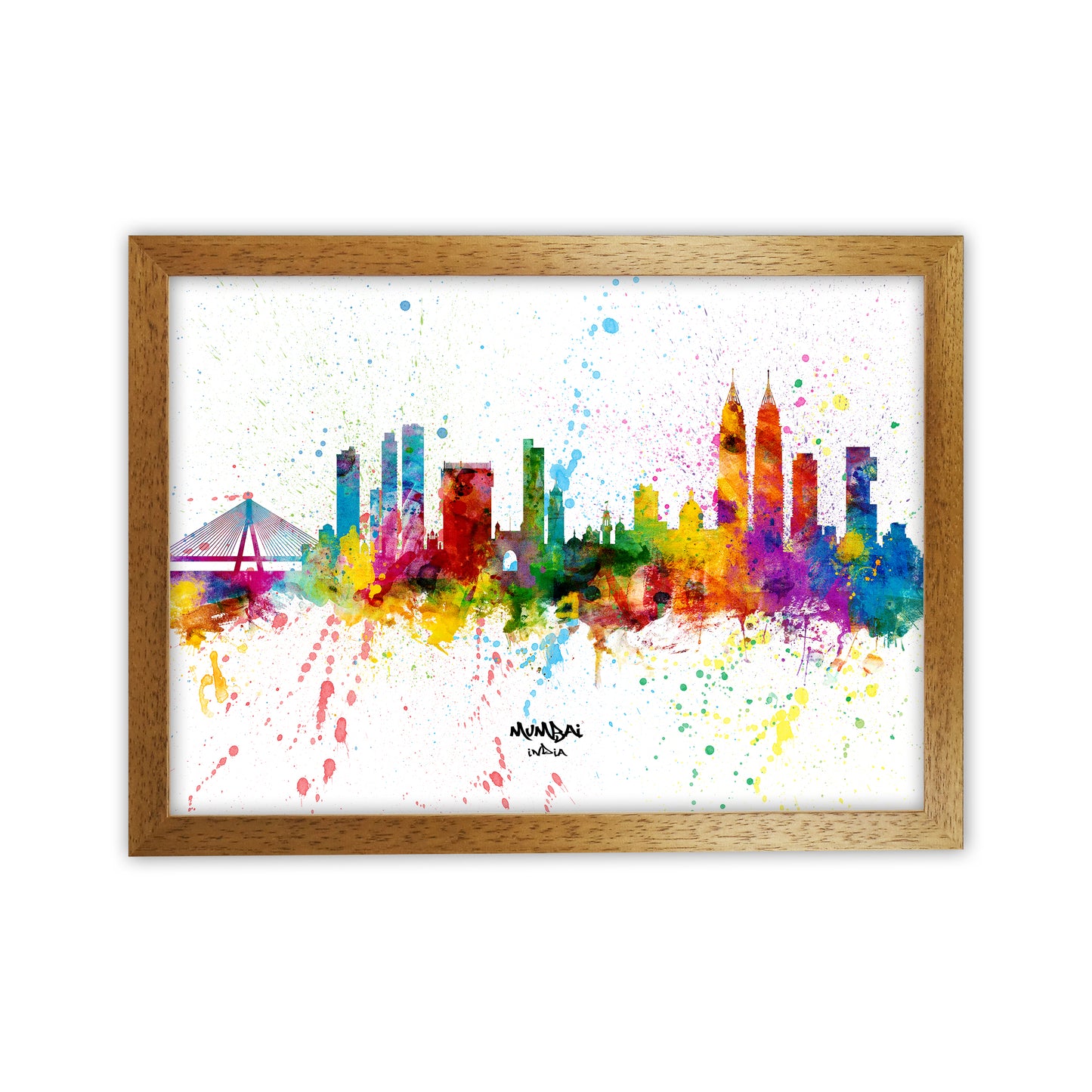 Mumbai India Skyline Splash Art Print by Michael Tompsett Oak Grain
