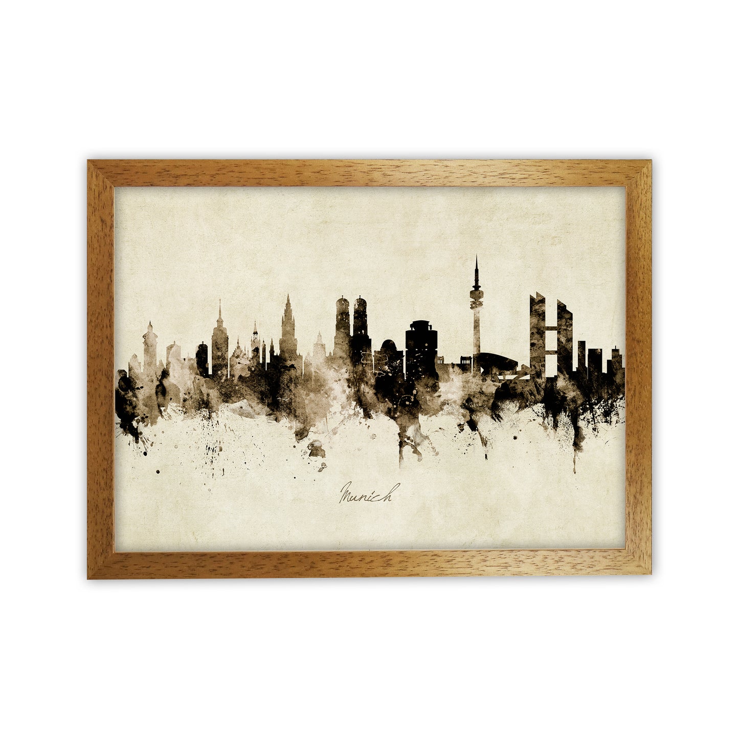 Munich Germany Skyline Vintage Art Print by Michael Tompsett Oak Grain