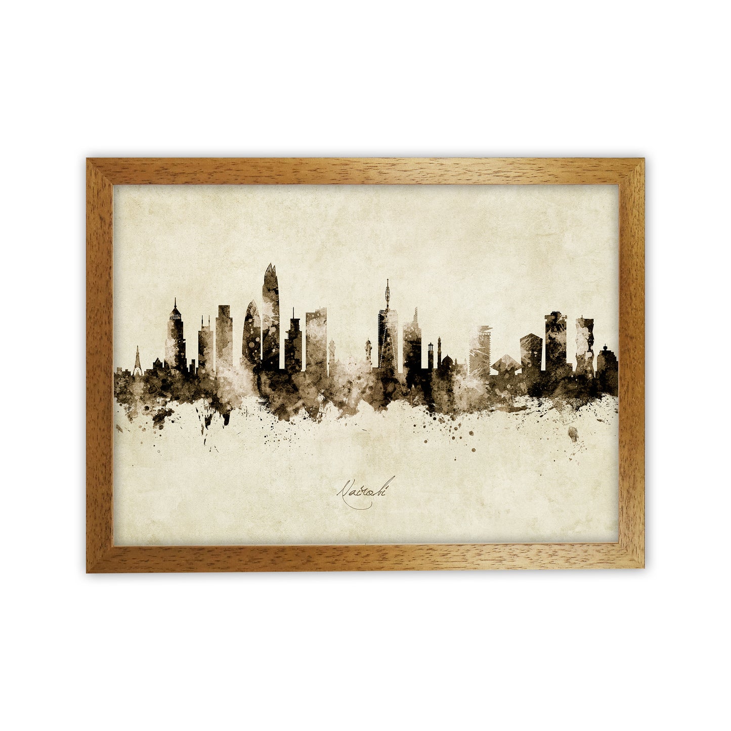Nairobi Kenya Skyline Vintage Art Print by Michael Tompsett Oak Grain