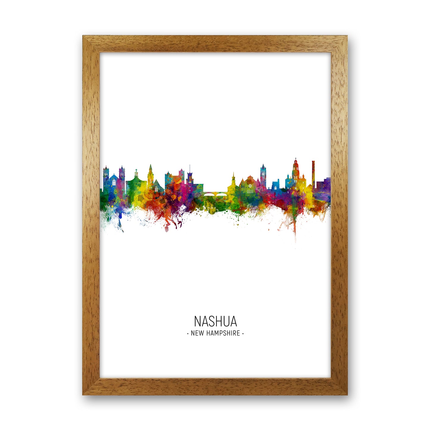 Nashua New Hampshire Skyline Portrait Art Print by Michael Tompsett Oak Grain